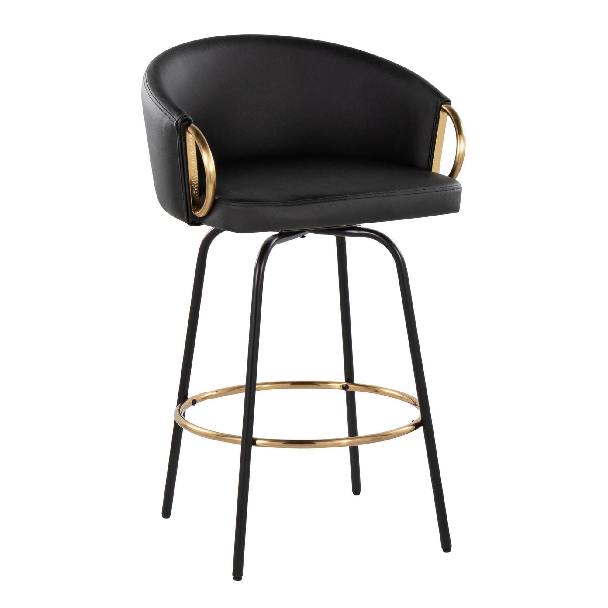 LumiSource Claire Counter Height Bar Stools (Set of 2), Black, large