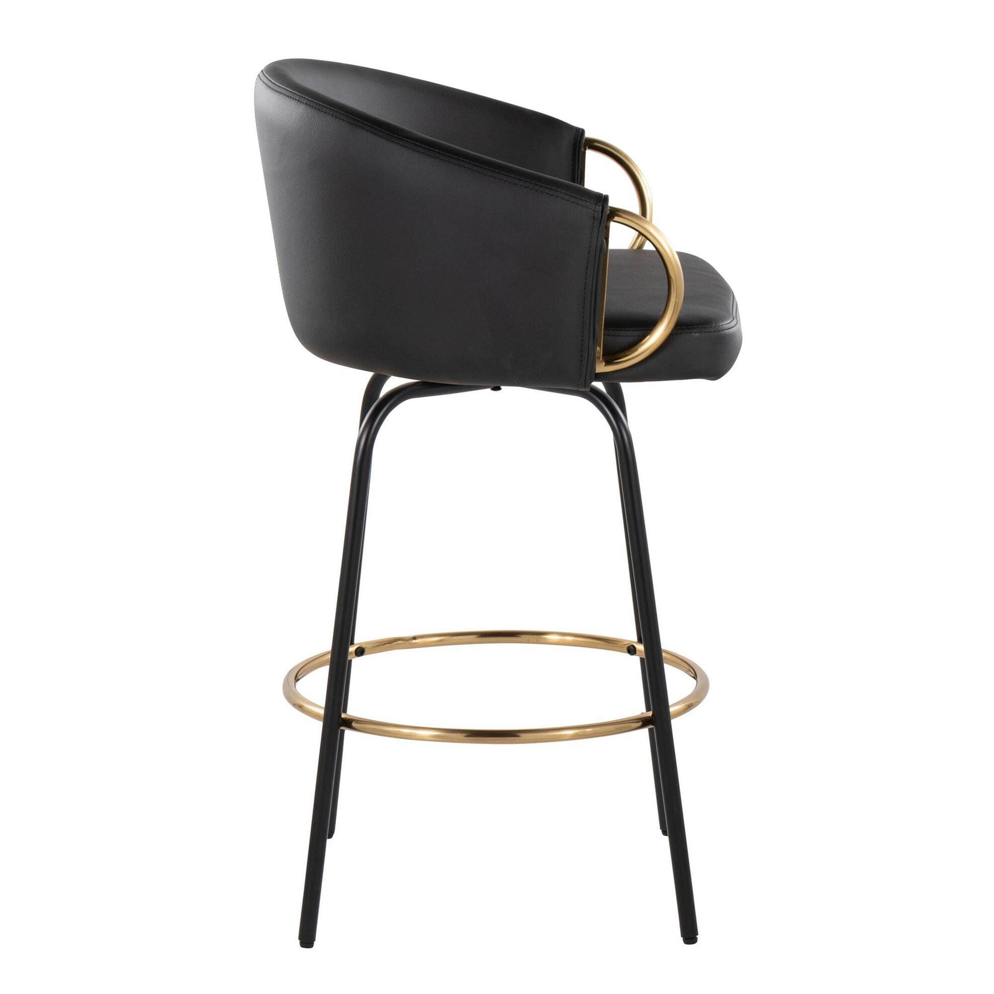 LumiSource Claire Counter Height Bar Stools (Set of 2), Black, large
