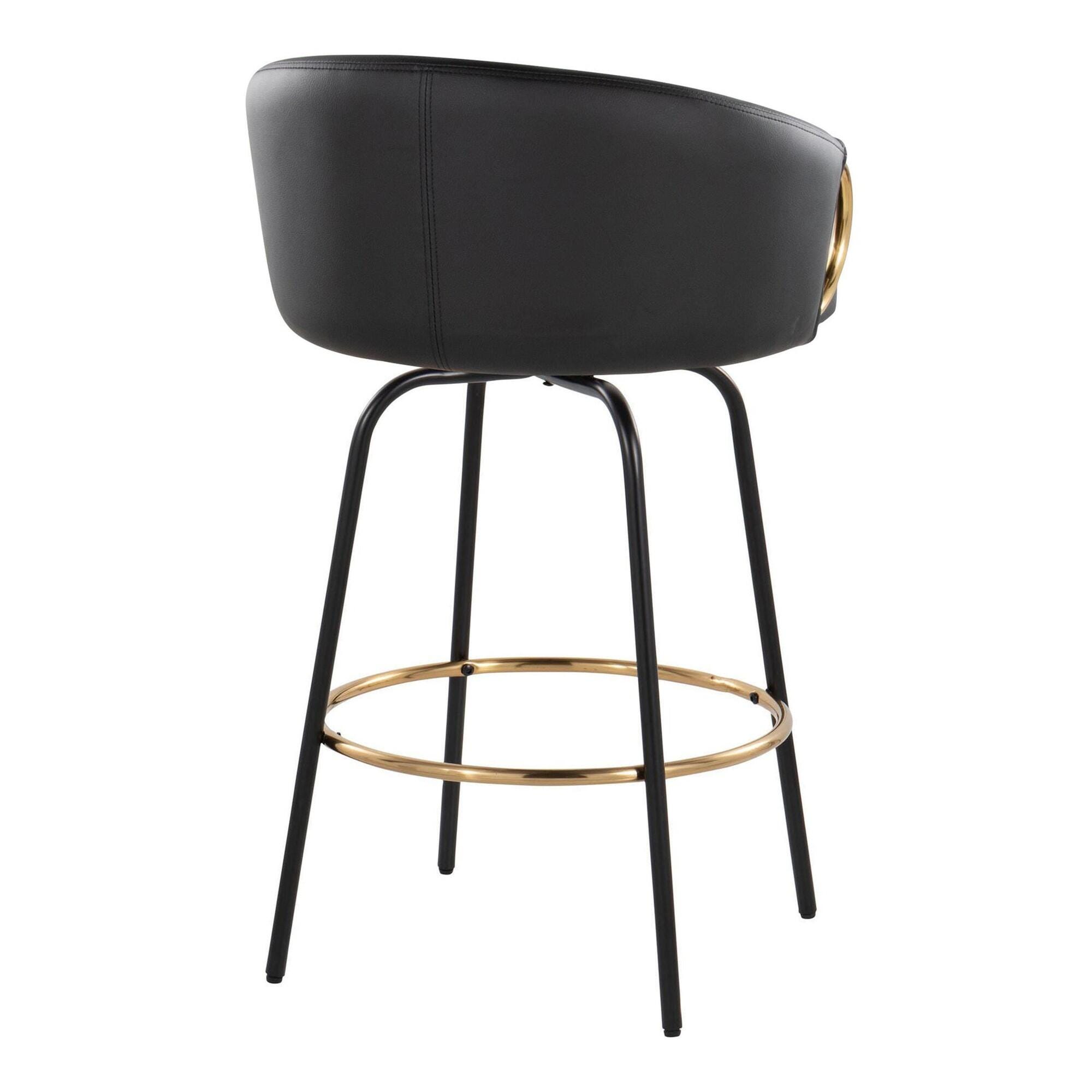 LumiSource Claire Counter Height Bar Stools (Set of 2), Black, large