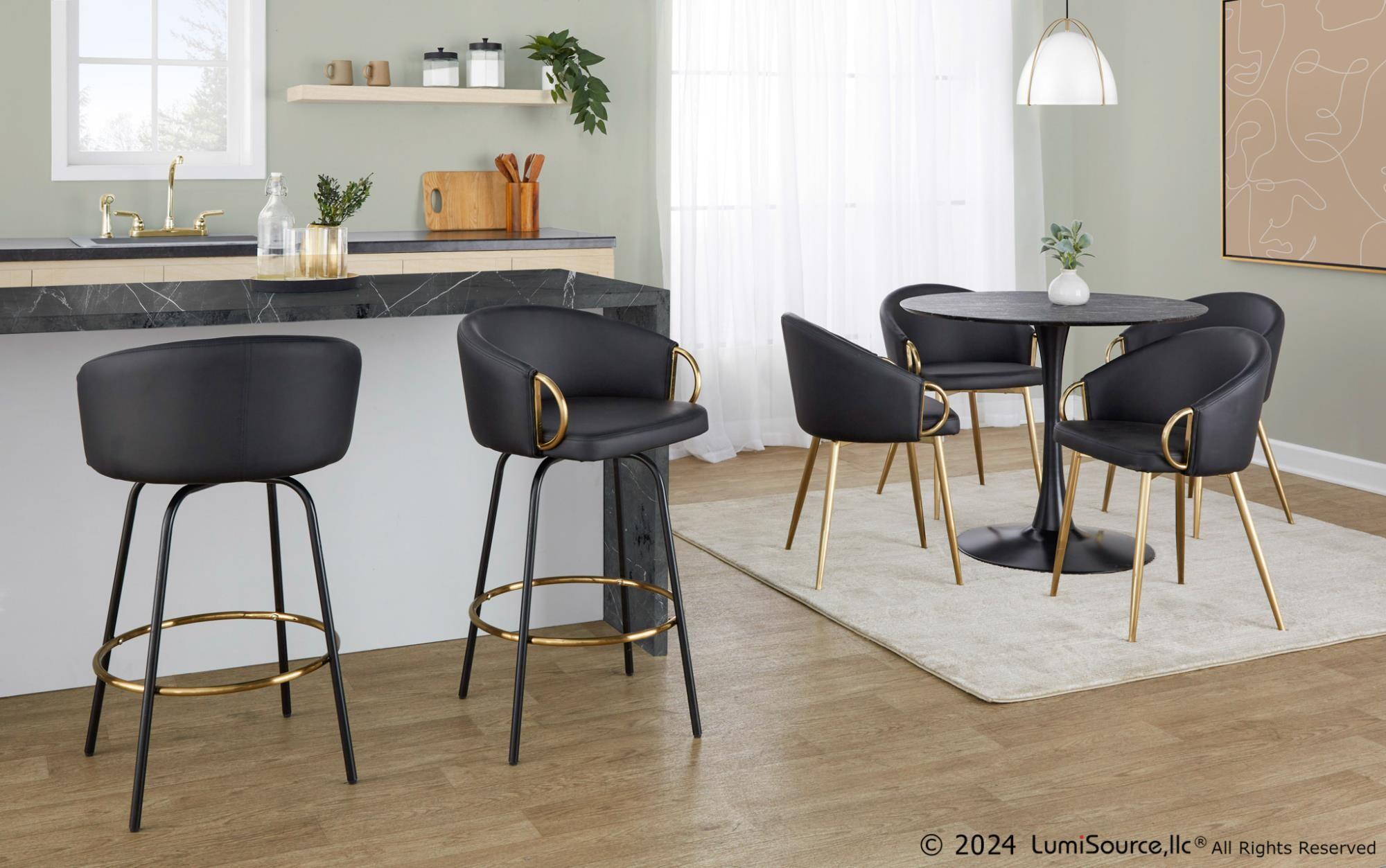 LumiSource Claire Counter Height Bar Stools (Set of 2), Black, large