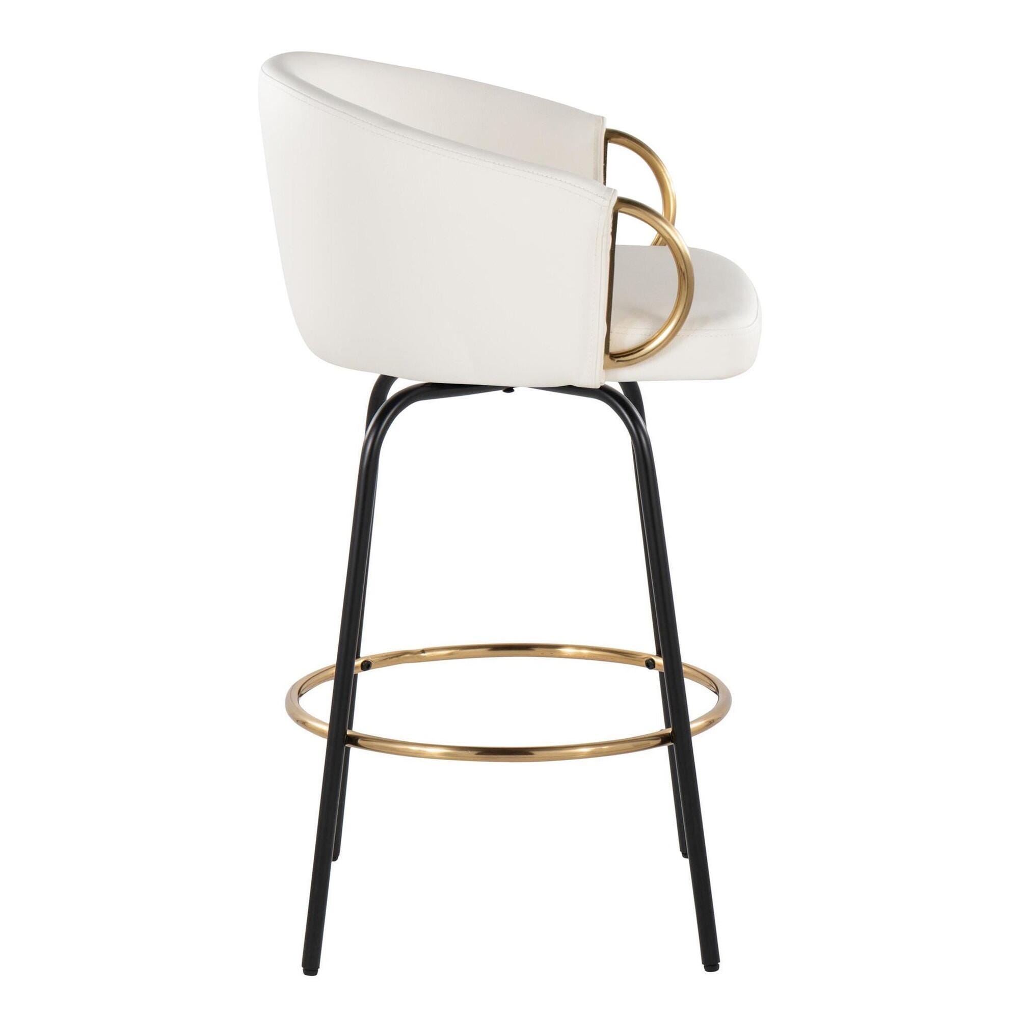 LumiSource Claire Counter Height Bar Stools (Set of 2), White, large