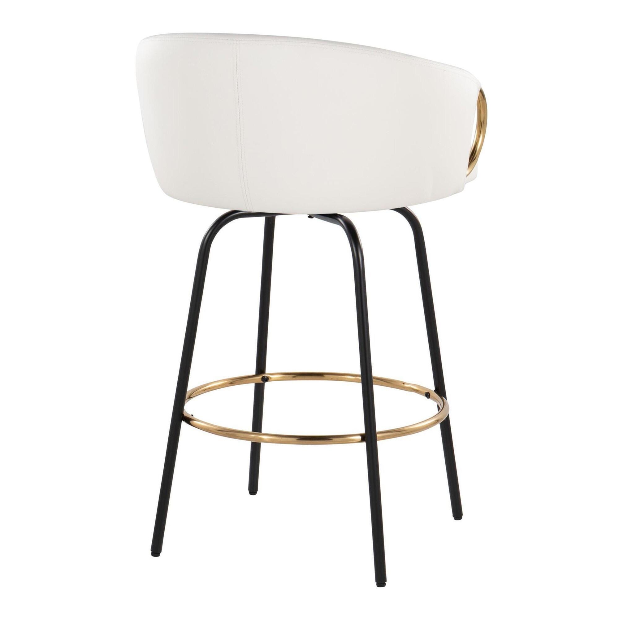 LumiSource Claire Counter Height Bar Stools (Set of 2), White, large