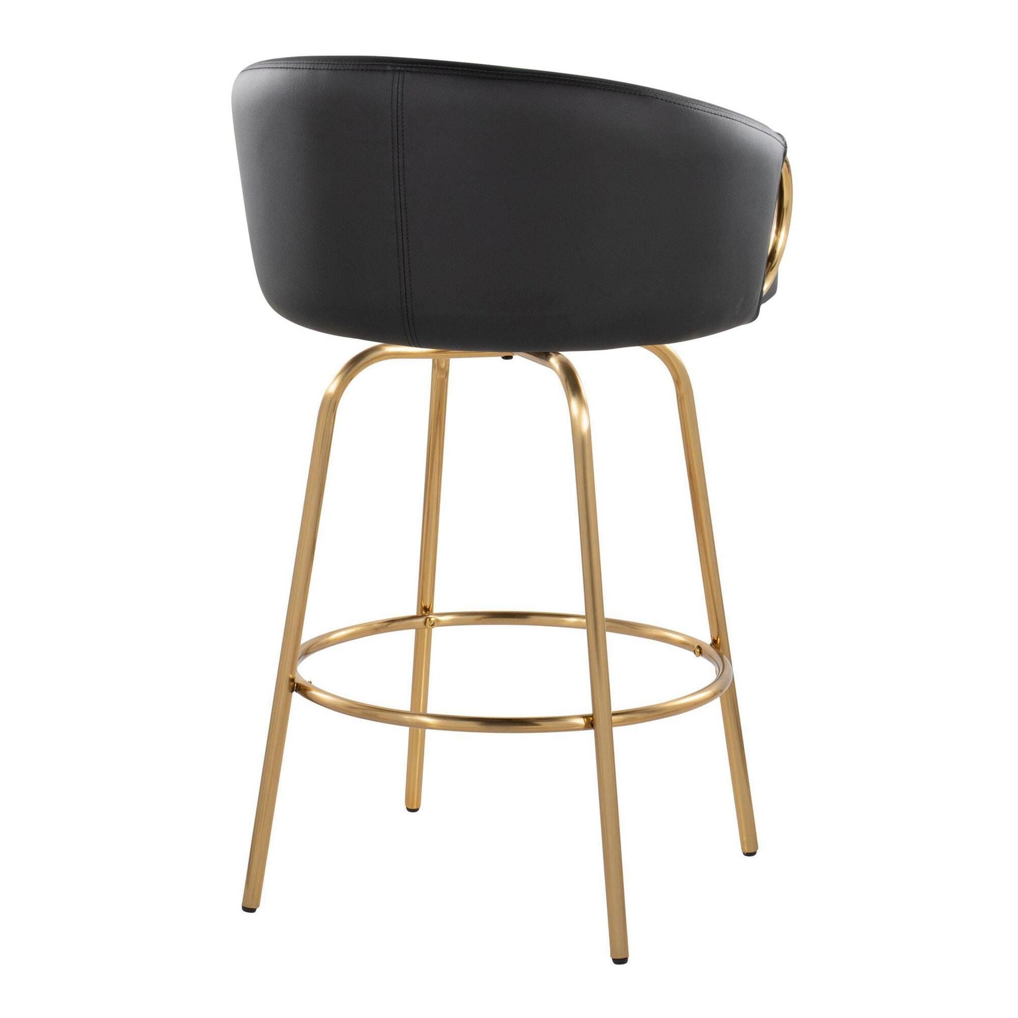 LumiSource Claire Counter Height Bar Stools (Set of 2), Black/Gold, large