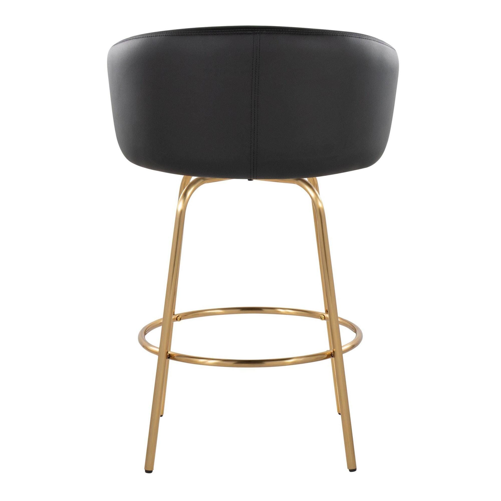 LumiSource Claire Counter Height Bar Stools (Set of 2), Black/Gold, large