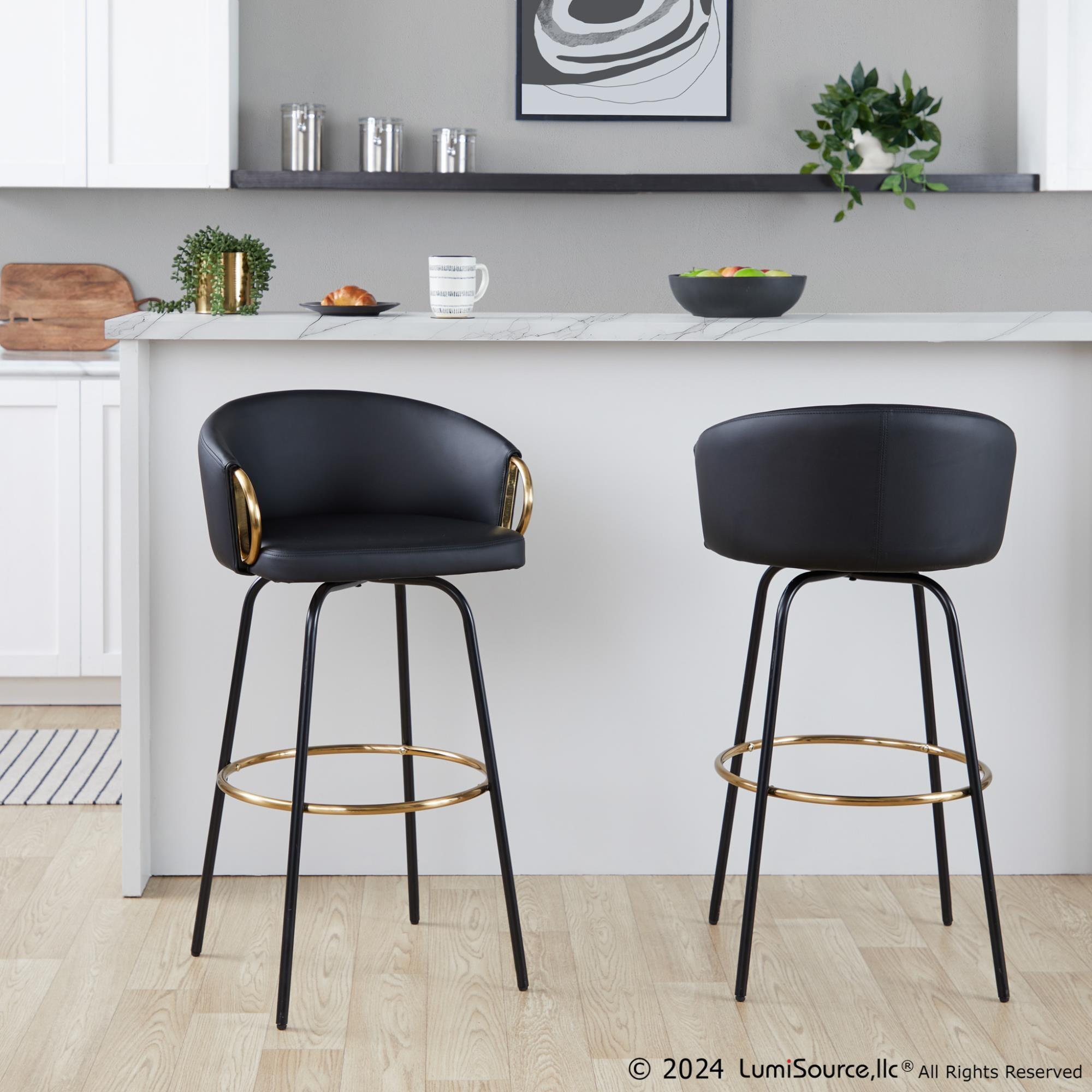 LumiSource Claire Bar Height Bar Stool (Set of 2), Black, rollover