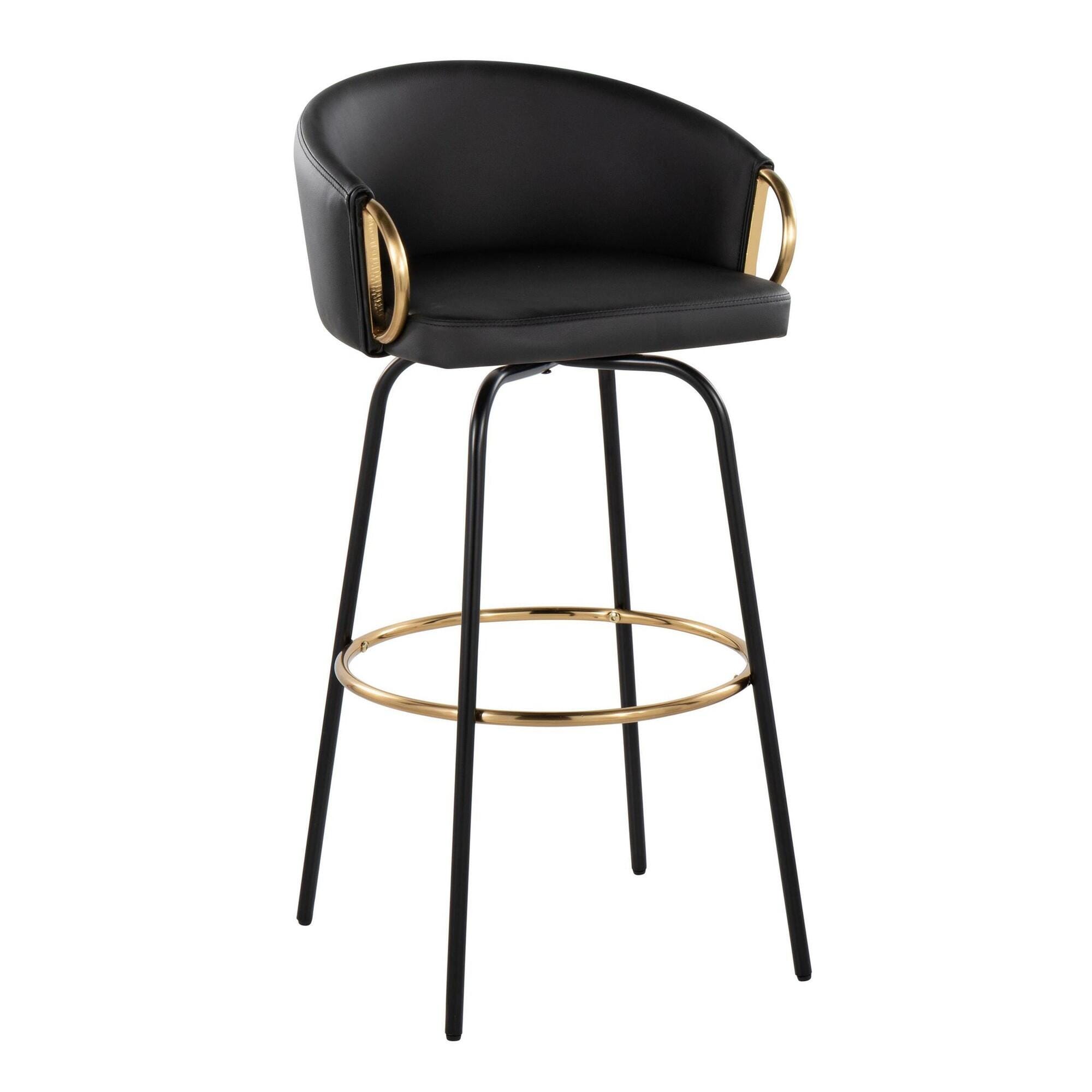 LumiSource Claire Bar Height Bar Stool (Set of 2), Black, large