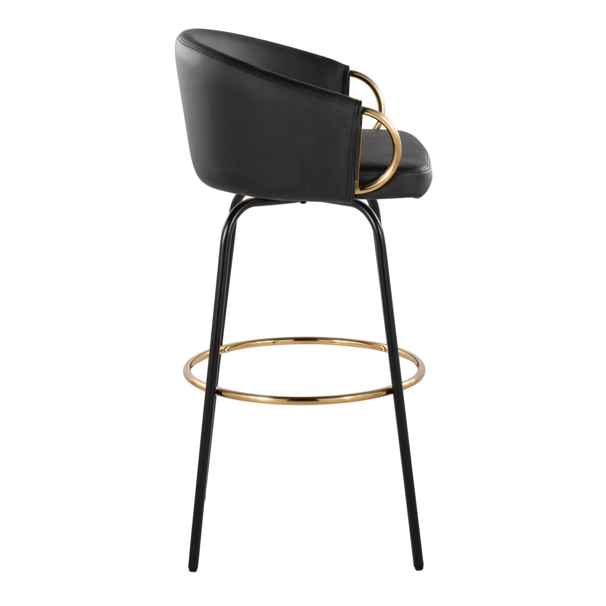 LumiSource Claire Bar Height Bar Stool (Set of 2), Black, large