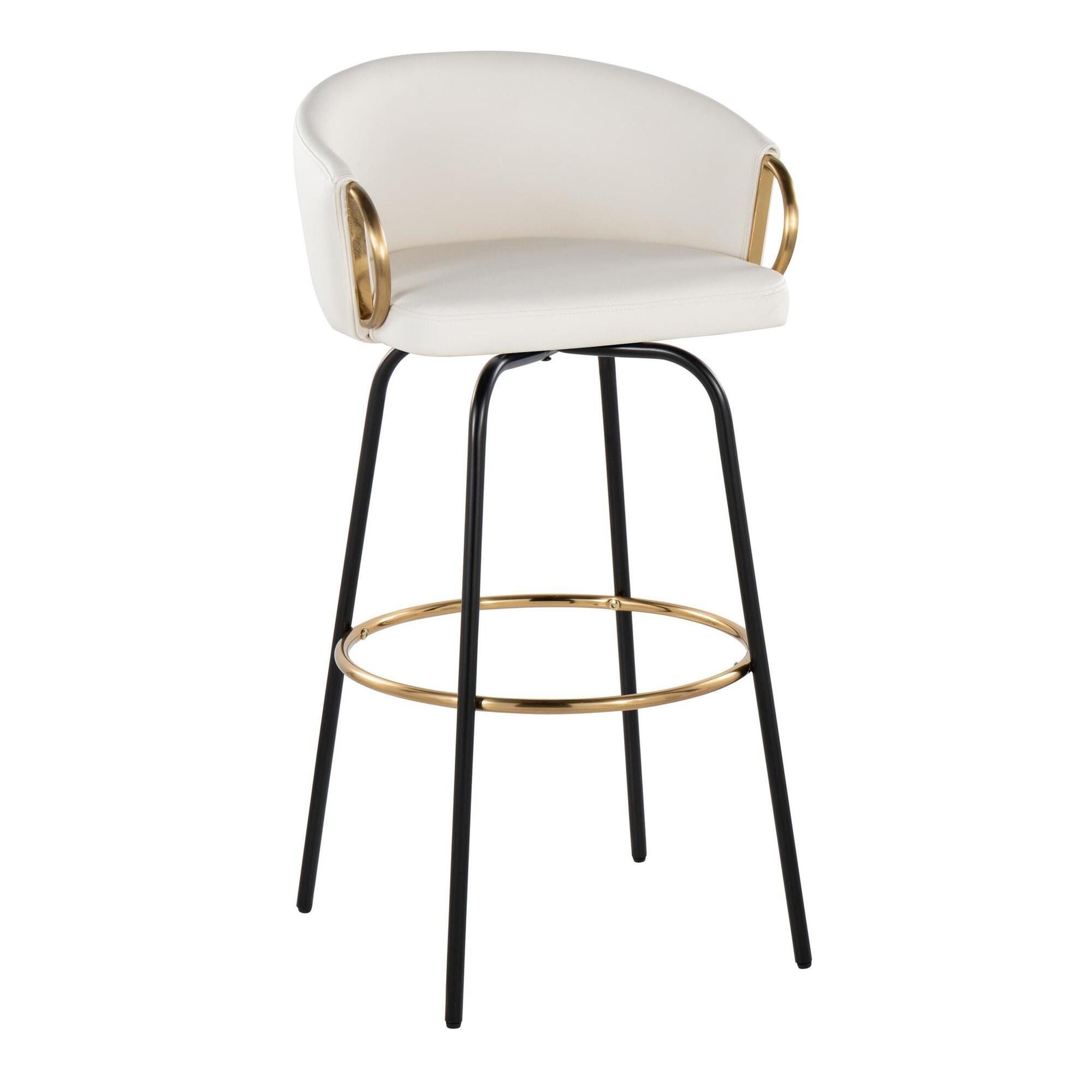 LumiSource Claire Bar Height Bar Stool (Set of 2), White, large
