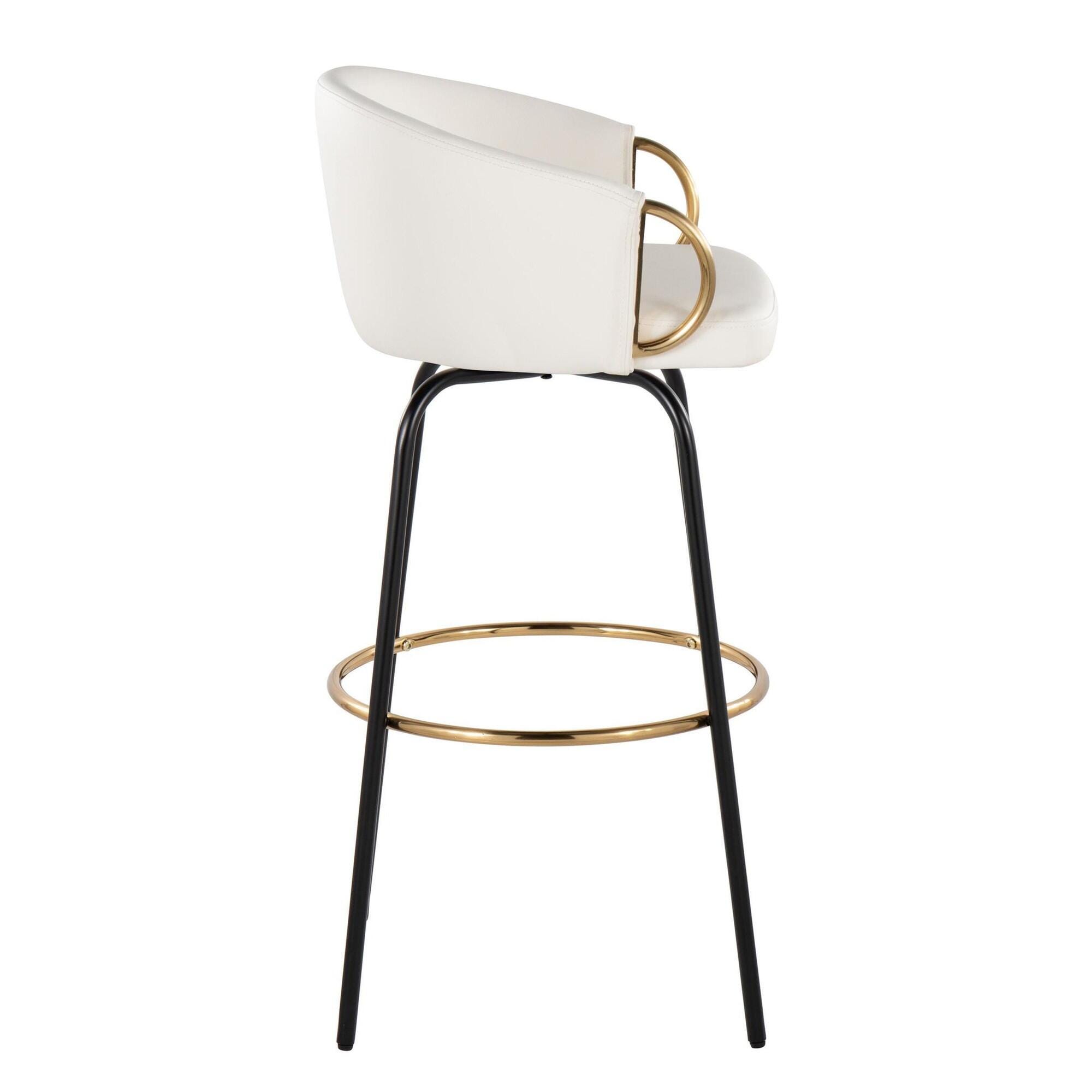 LumiSource Claire Bar Height Bar Stool (Set of 2), White, large