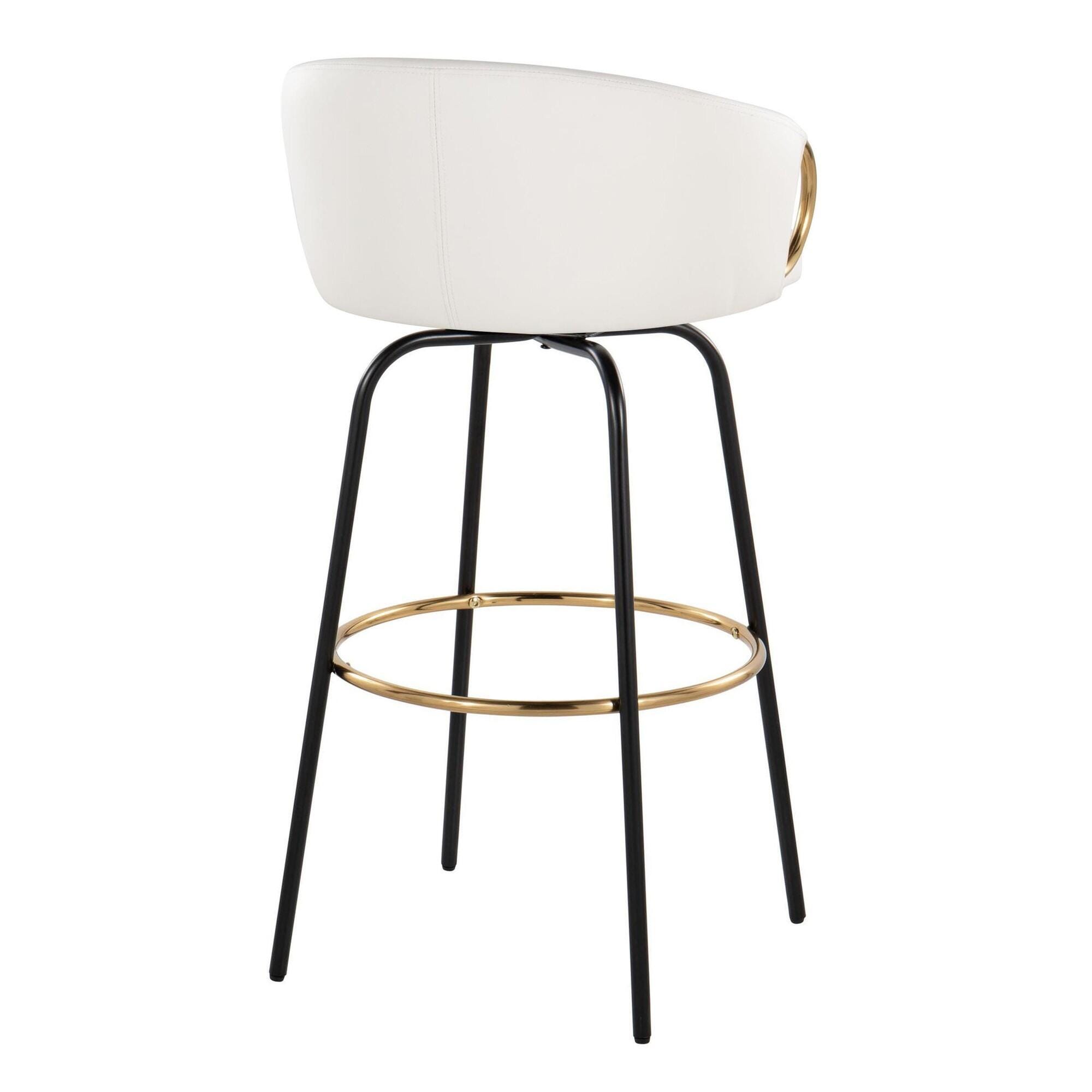 LumiSource Claire Bar Height Bar Stool (Set of 2), White, large