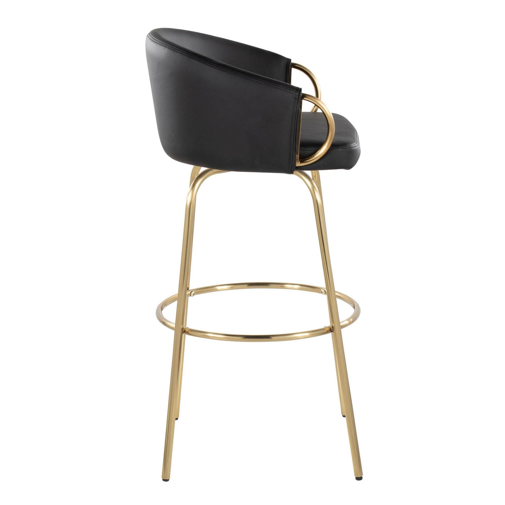 LumiSource Claire Bar Height Bar Stool (Set of 2), Black/Gold, large