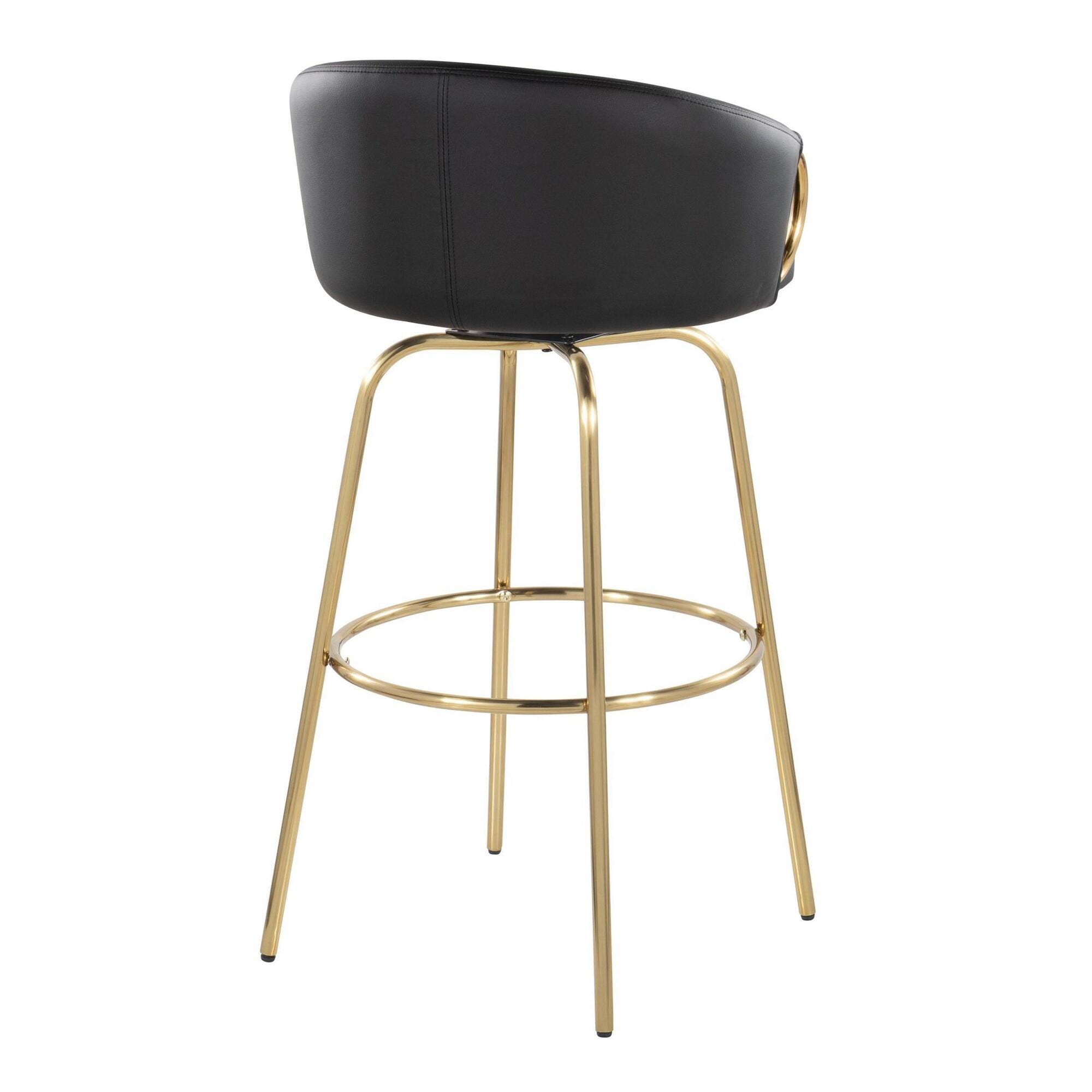 LumiSource Claire Bar Height Bar Stool (Set of 2), Black/Gold, large