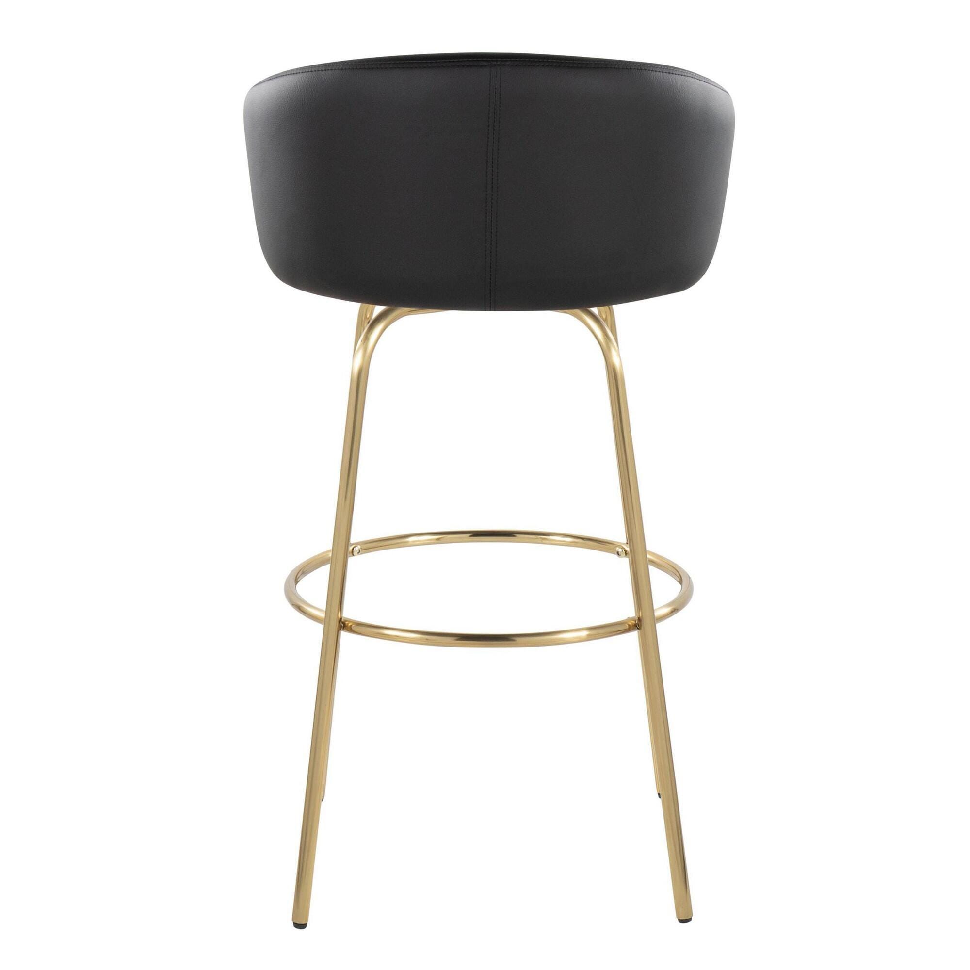 LumiSource Claire Bar Height Bar Stool (Set of 2), Black/Gold, large