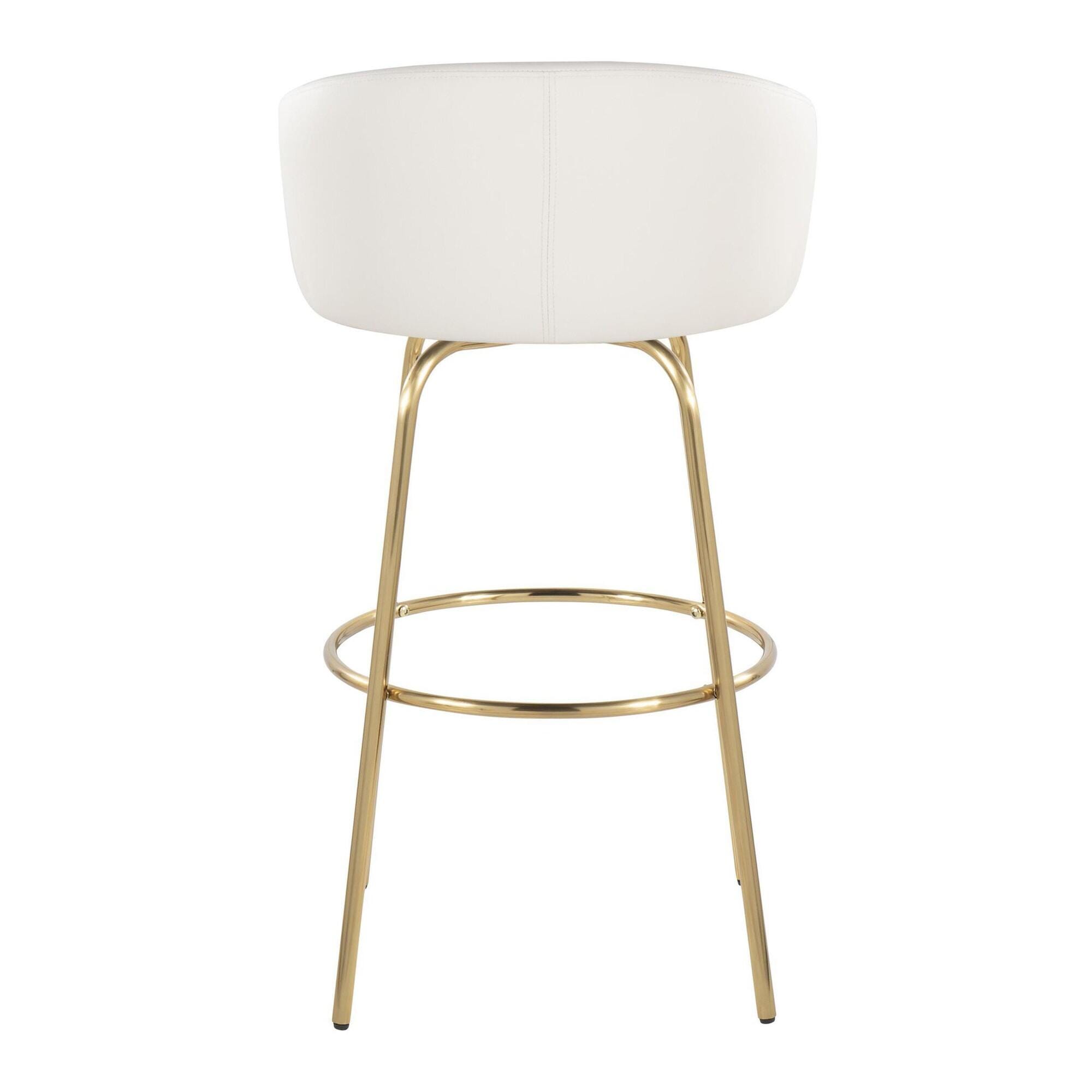 LumiSource Claire Bar Height Bar Stool (Set of 2), White/Gold, large