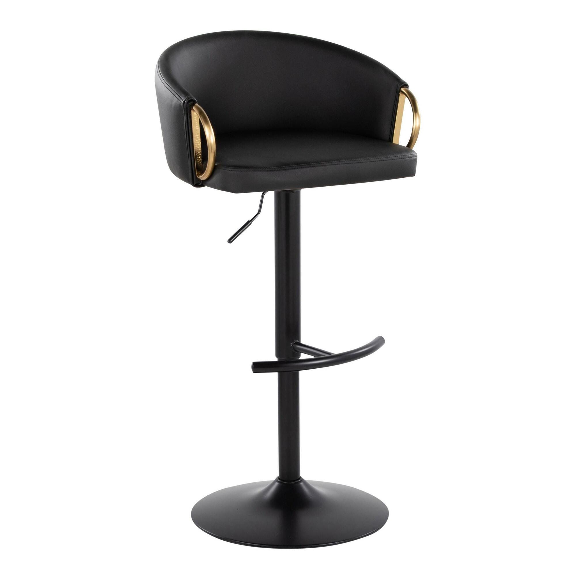 LumiSource Claire Adjustable Bar Stool (Set of 2), Black, large