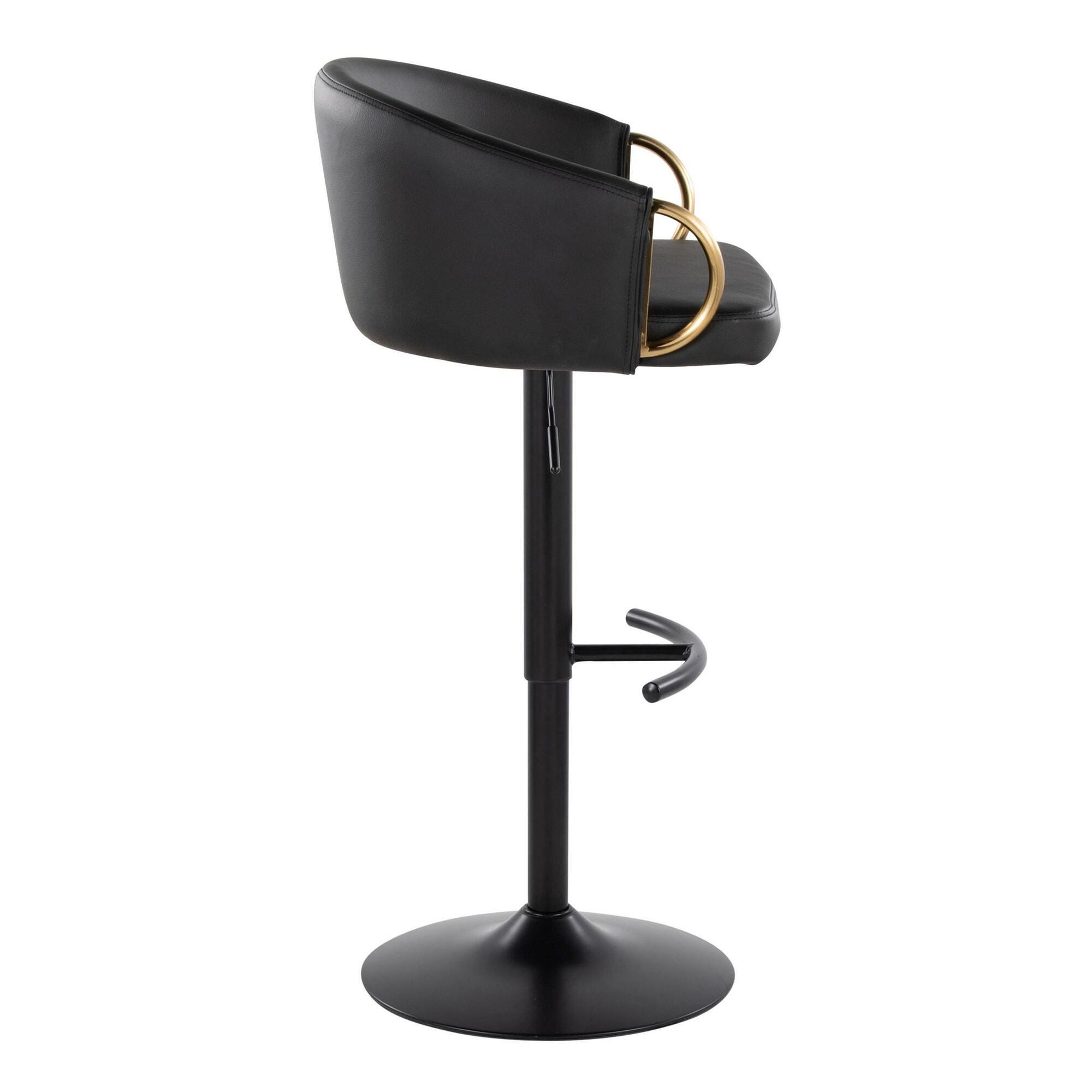 LumiSource Claire Adjustable Bar Stool (Set of 2), Black, large
