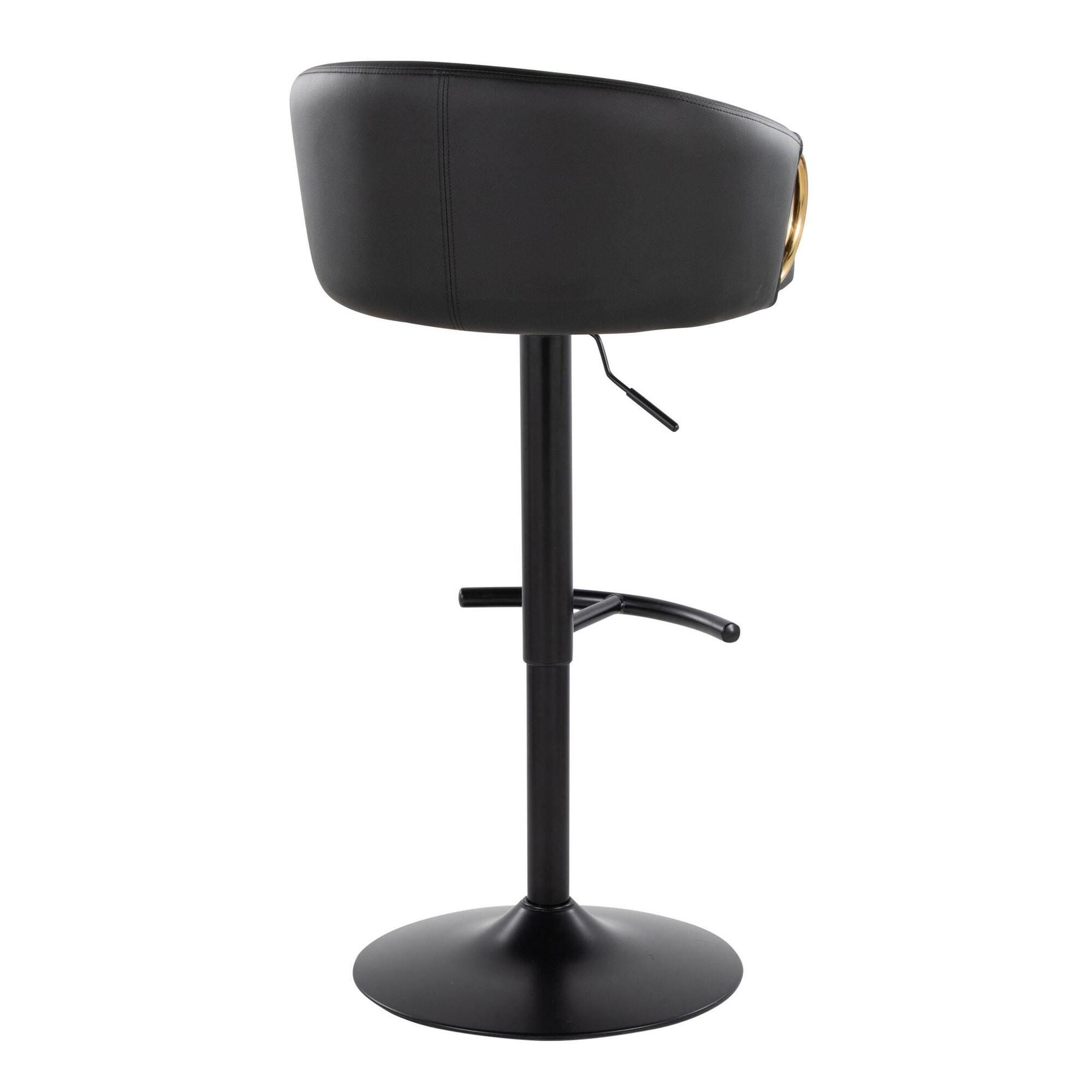 LumiSource Claire Adjustable Bar Stool (Set of 2), Black, large