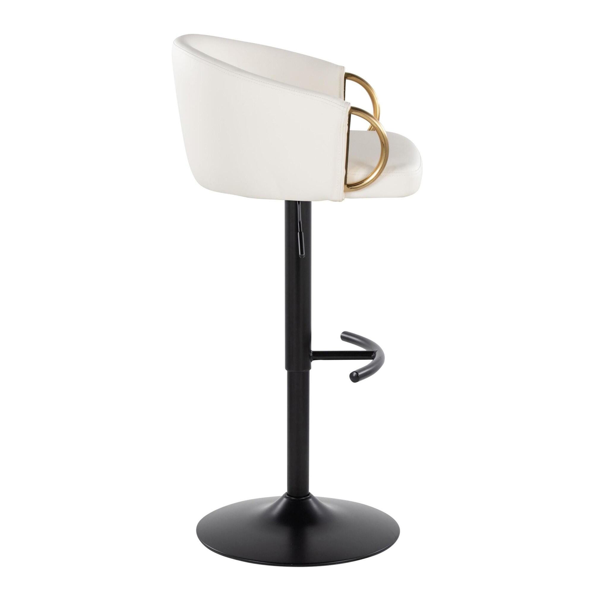 LumiSource Claire Adjustable Bar Stool (Set of 2), White, large