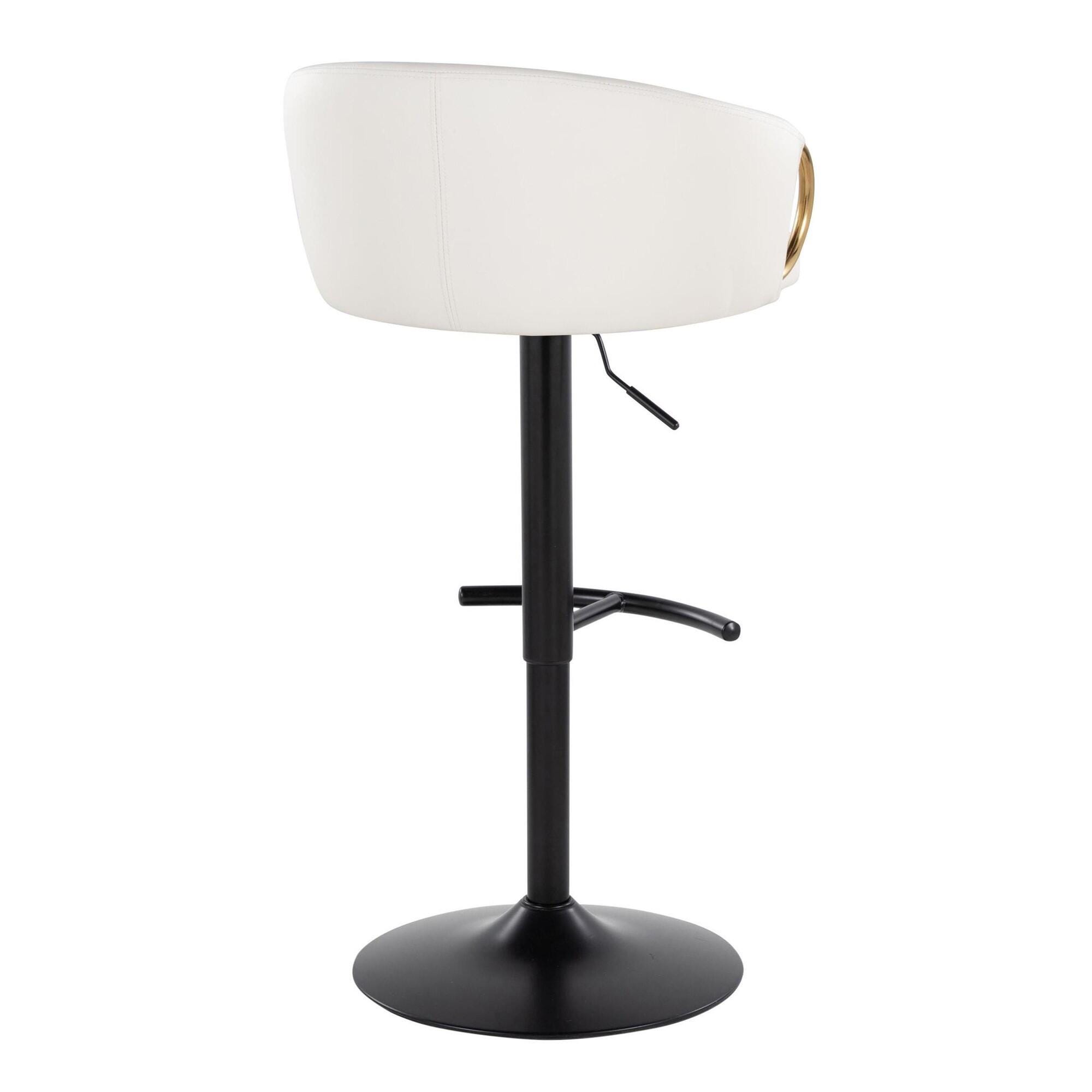 LumiSource Claire Adjustable Bar Stool (Set of 2), White, large