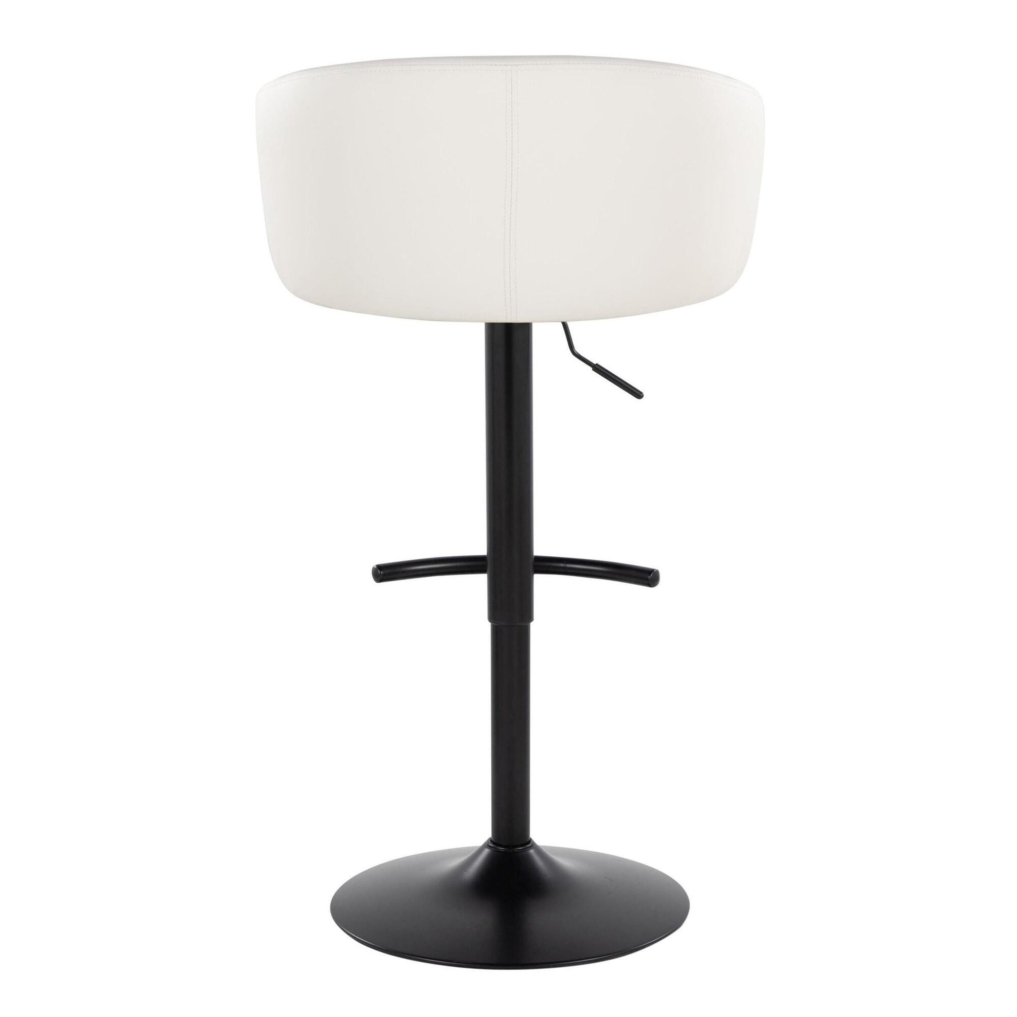 LumiSource Claire Adjustable Bar Stool (Set of 2), White, large