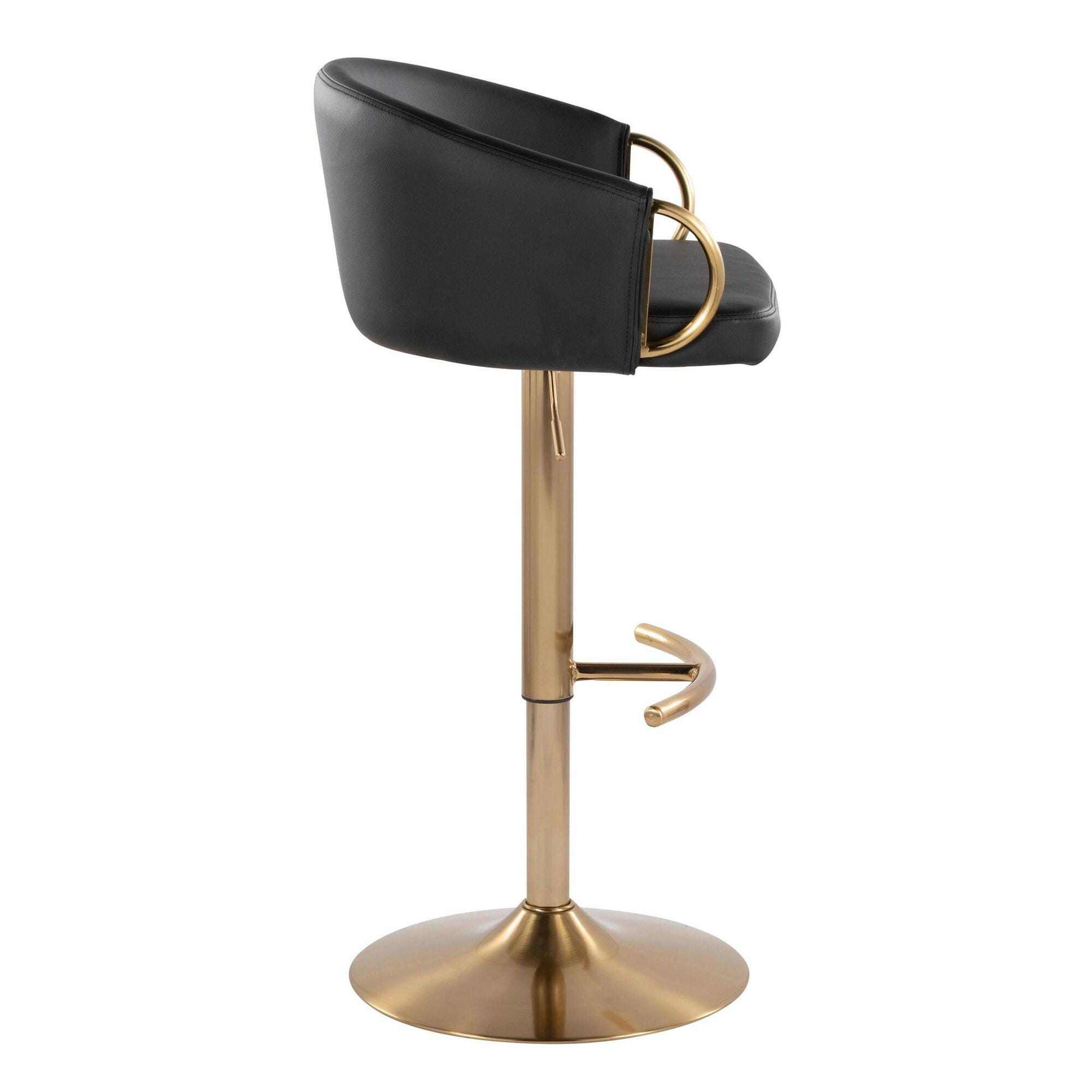 LumiSource Claire Adjustable Bar Stool (Set of 2), Black/Gold, large
