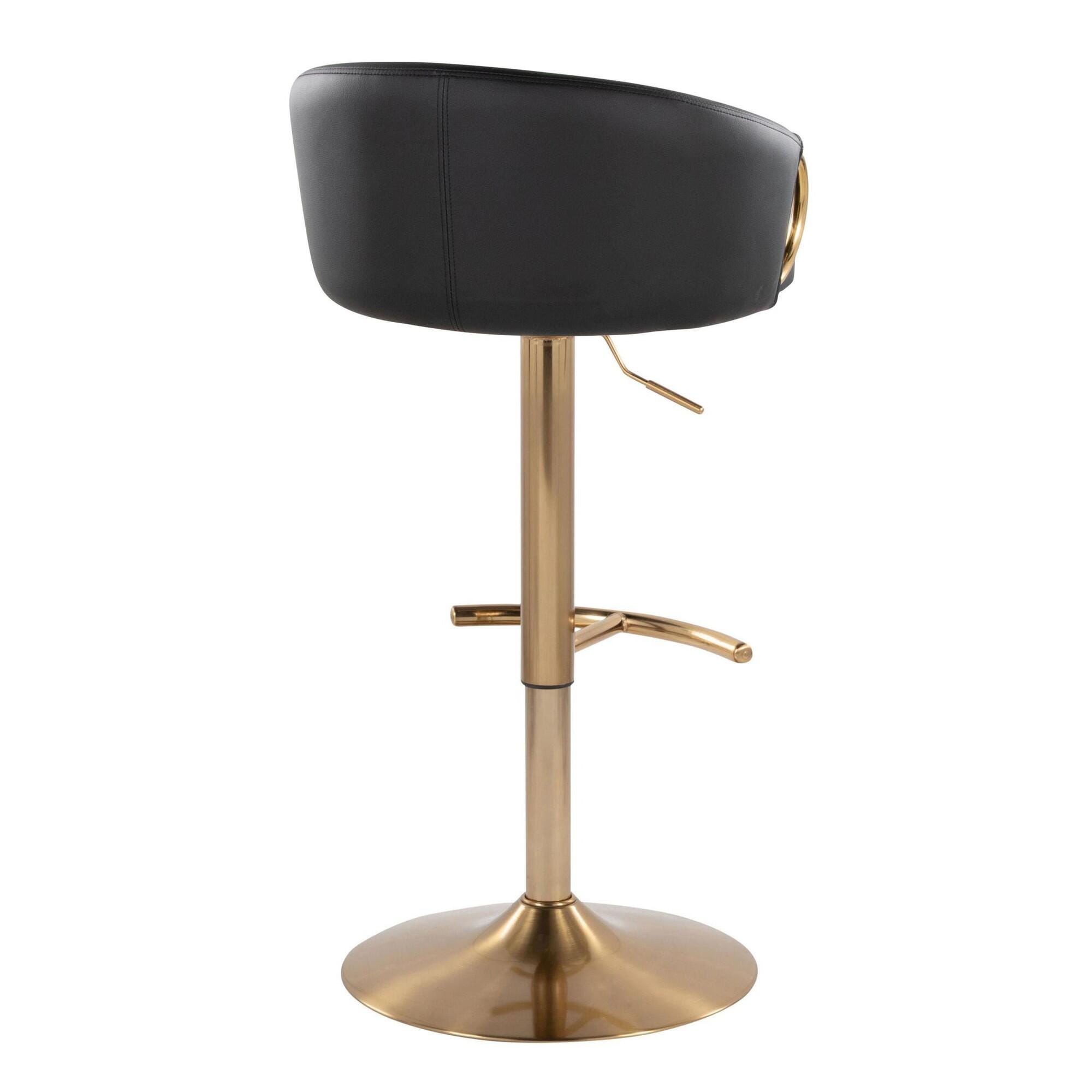 LumiSource Claire Adjustable Bar Stool (Set of 2), Black/Gold, large