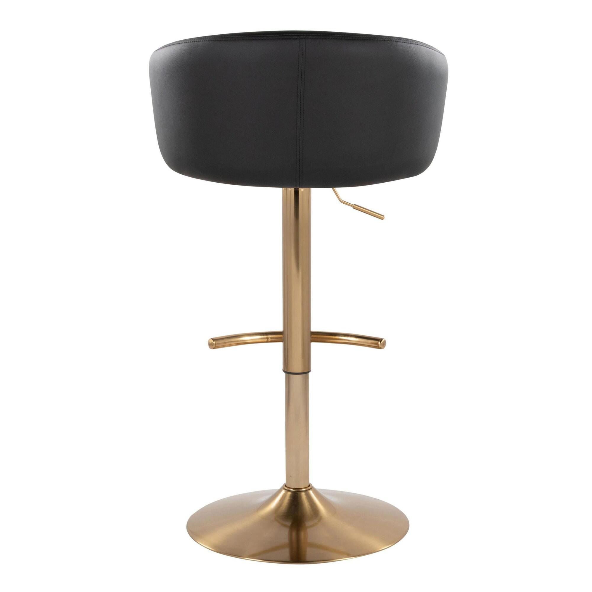 LumiSource Claire Adjustable Bar Stool (Set of 2), Black/Gold, large