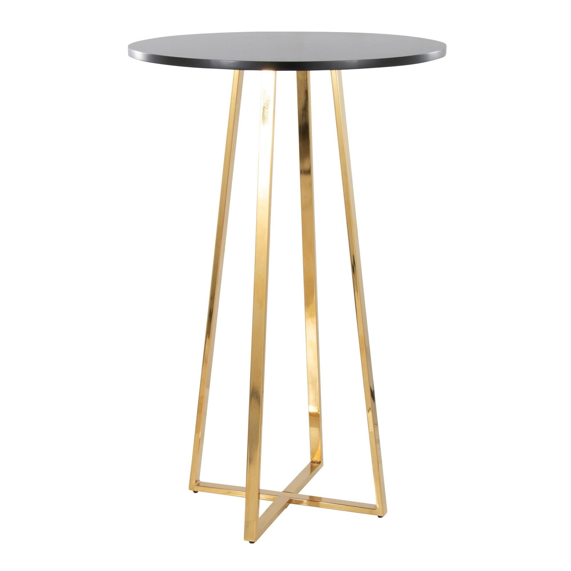 LumiSource Cosmo Counter Height Bar Table, Black/Gold, large
