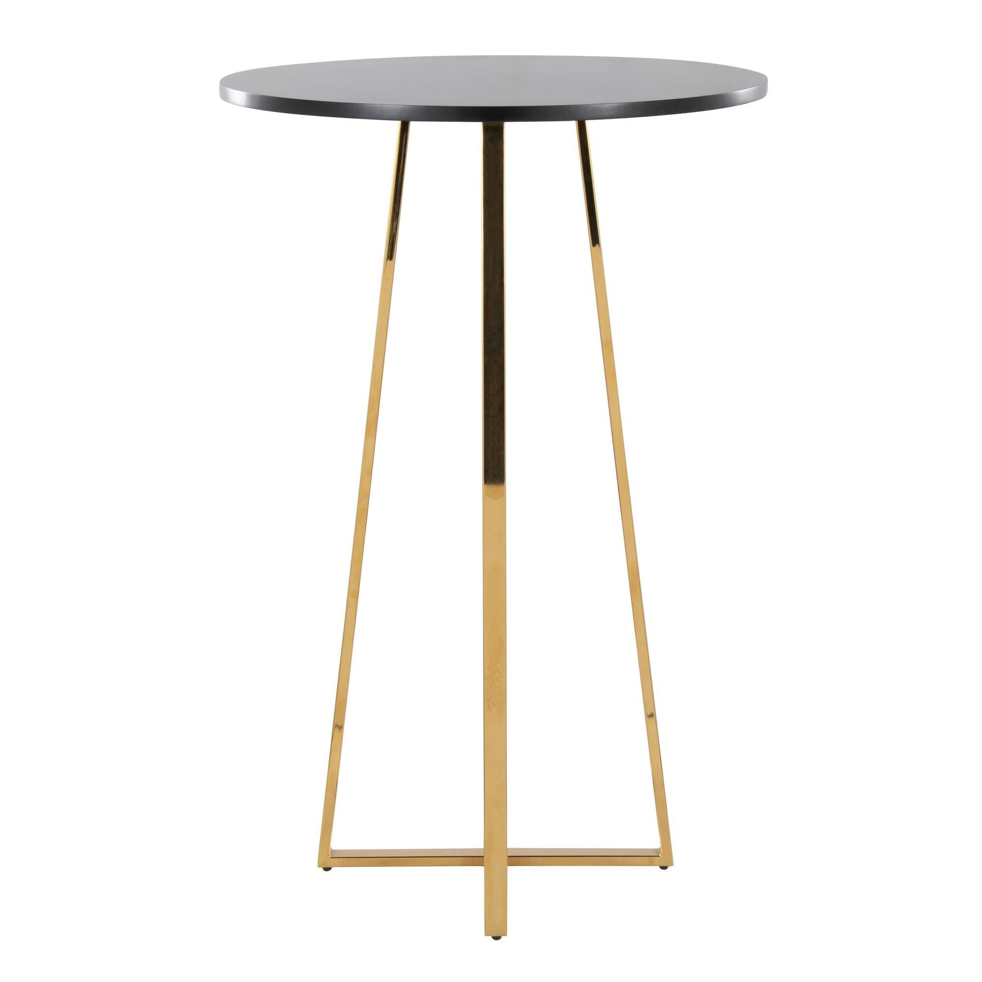 LumiSource Cosmo Counter Height Bar Table, Black/Gold, large