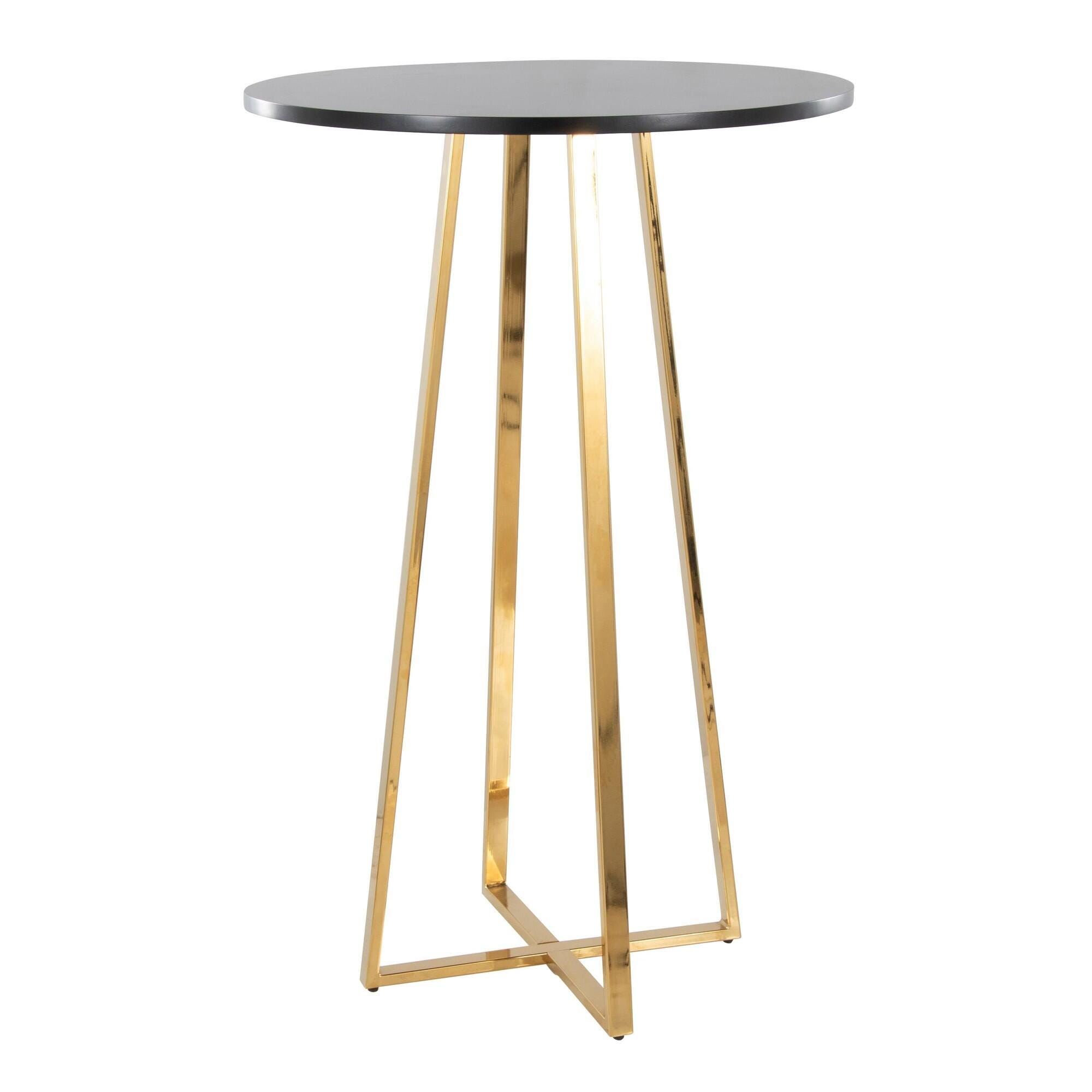 LumiSource Cosmo Counter Height Bar Table, Black/Gold, large