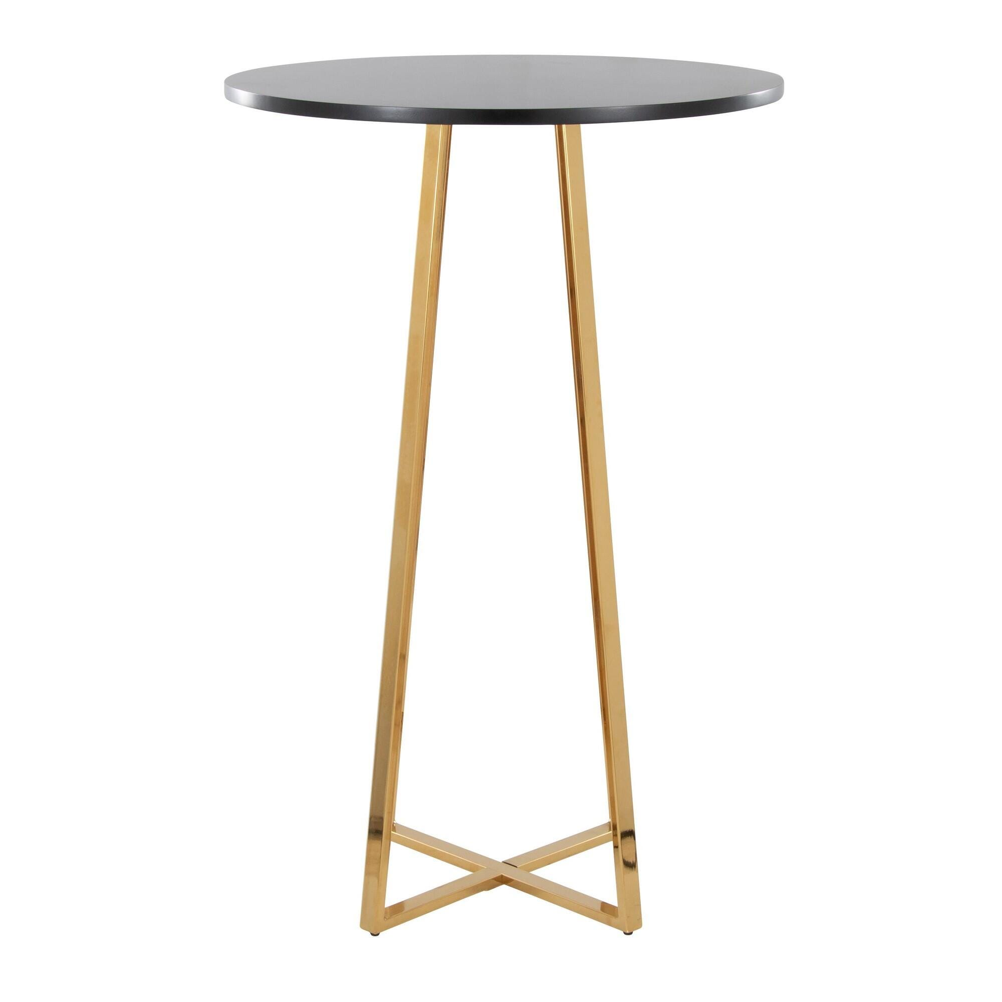 LumiSource Cosmo Counter Height Bar Table, Black/Gold, large
