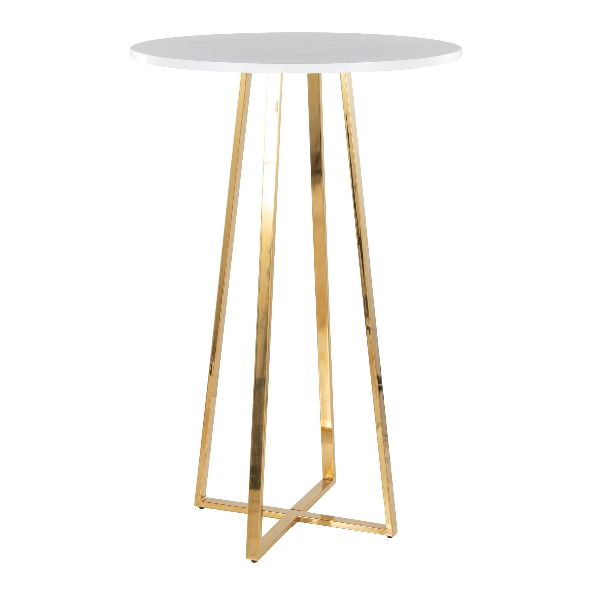 LumiSource Cosmo Counter Height Bar Table, White, large