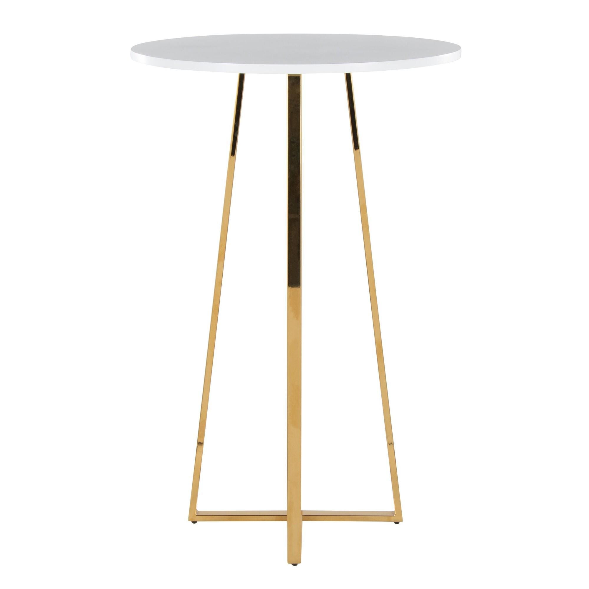 LumiSource Cosmo Counter Height Bar Table, White, large