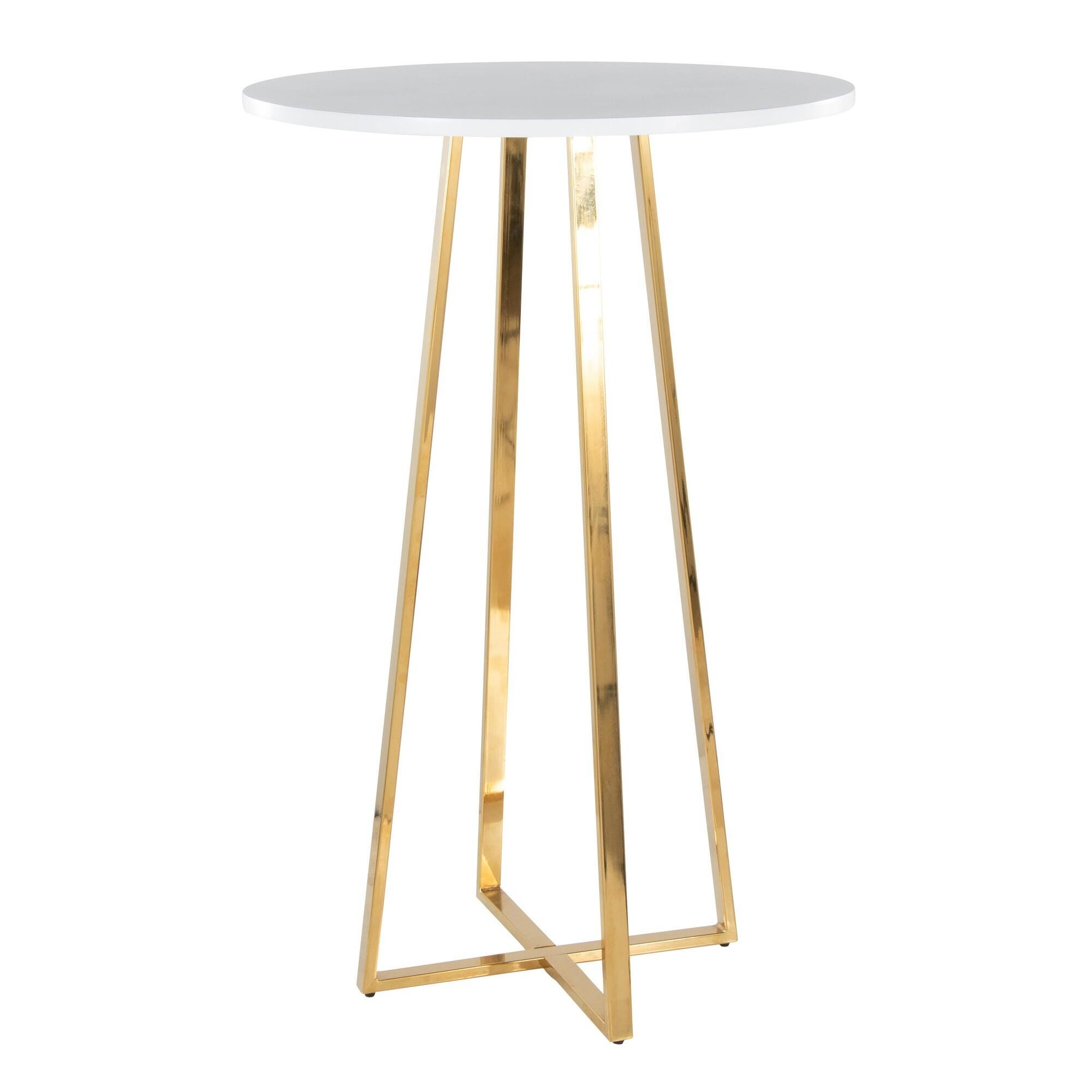 LumiSource Cosmo Counter Height Bar Table, White, large