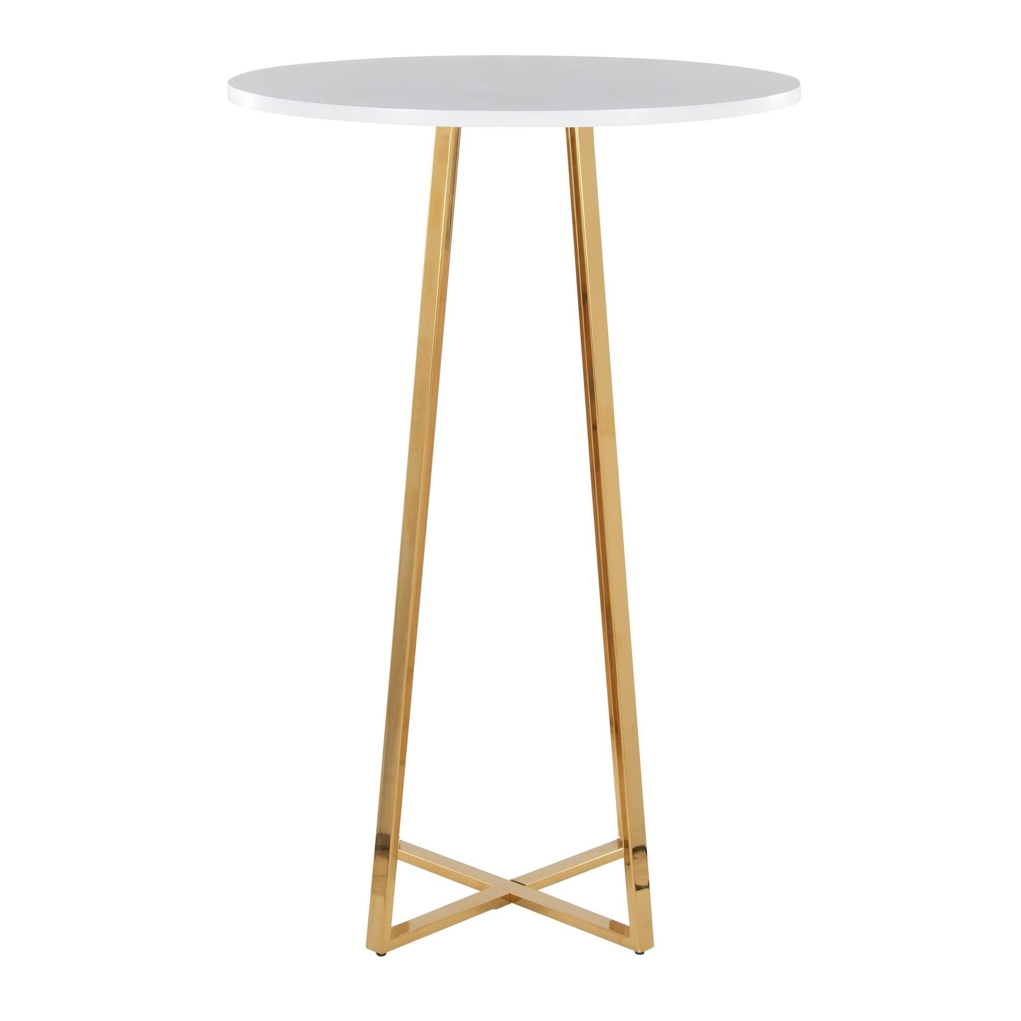 LumiSource Cosmo Counter Height Bar Table, White, large