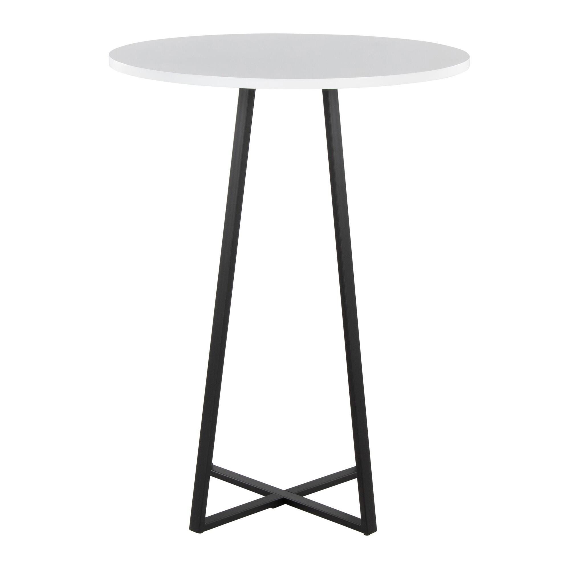 LumiSource Cosmo Counter Height Round Bar Table, White, large