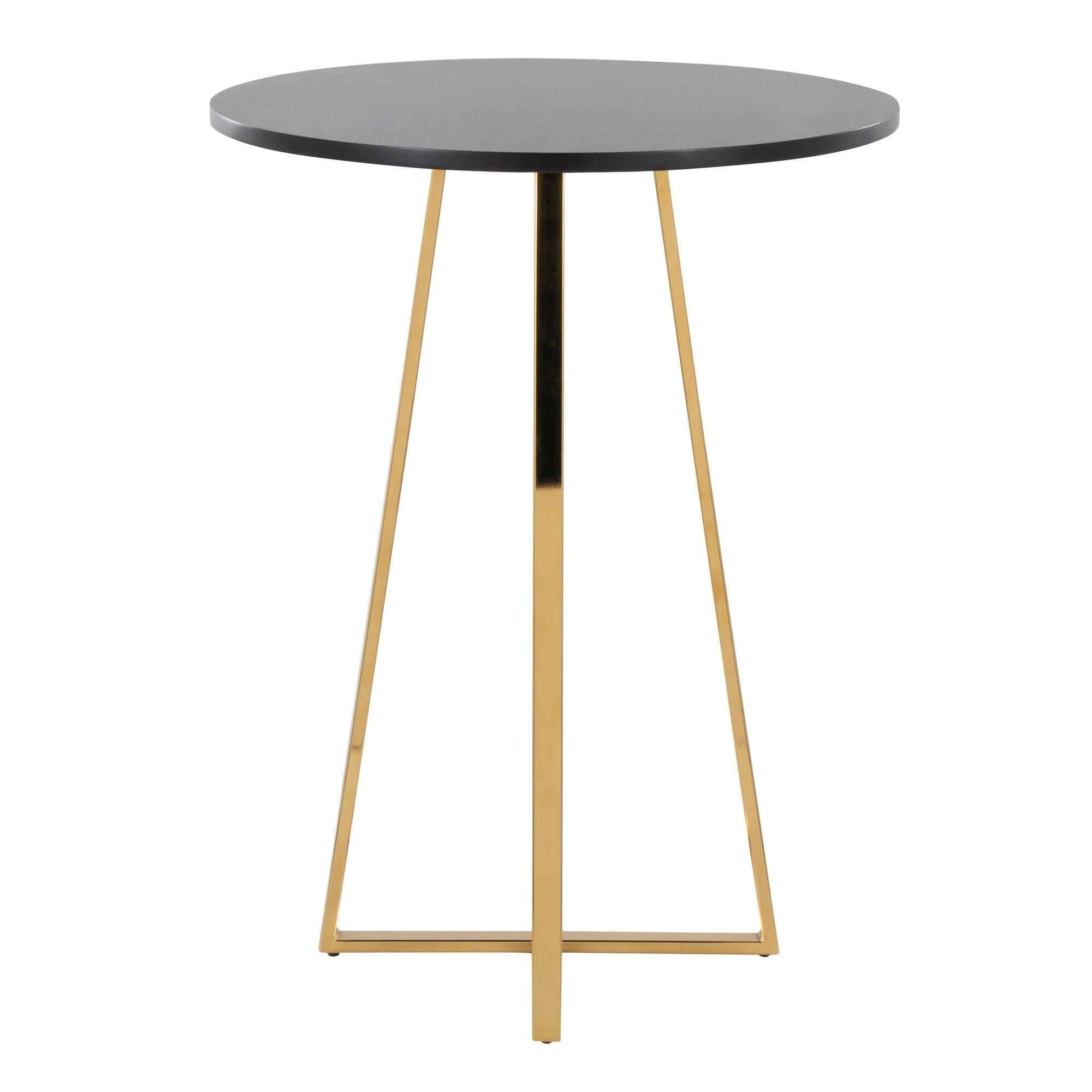 LumiSource Cosmo Counter Height Round Bar Table, Black/Gold, large
