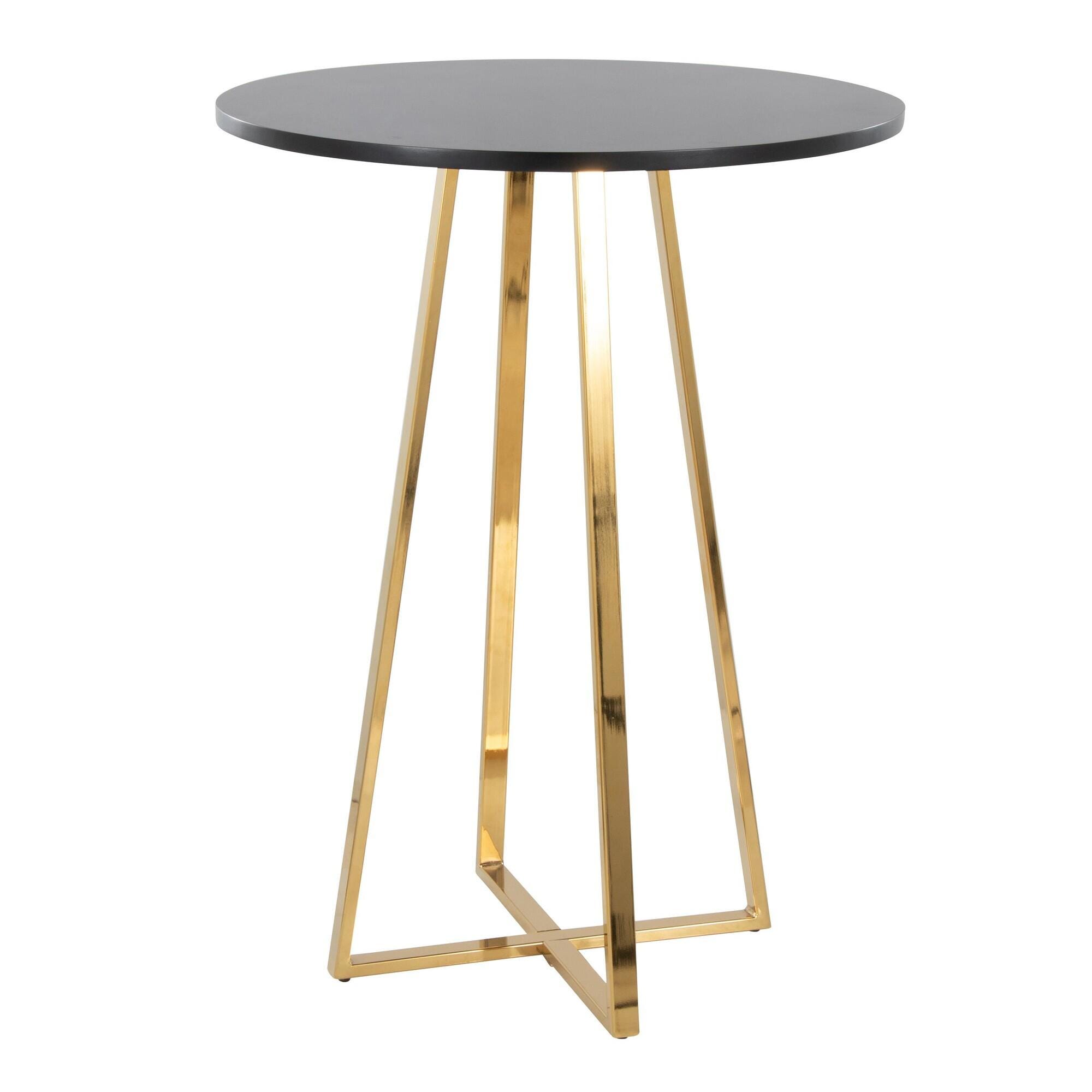 LumiSource Cosmo Counter Height Round Bar Table, Black/Gold, large