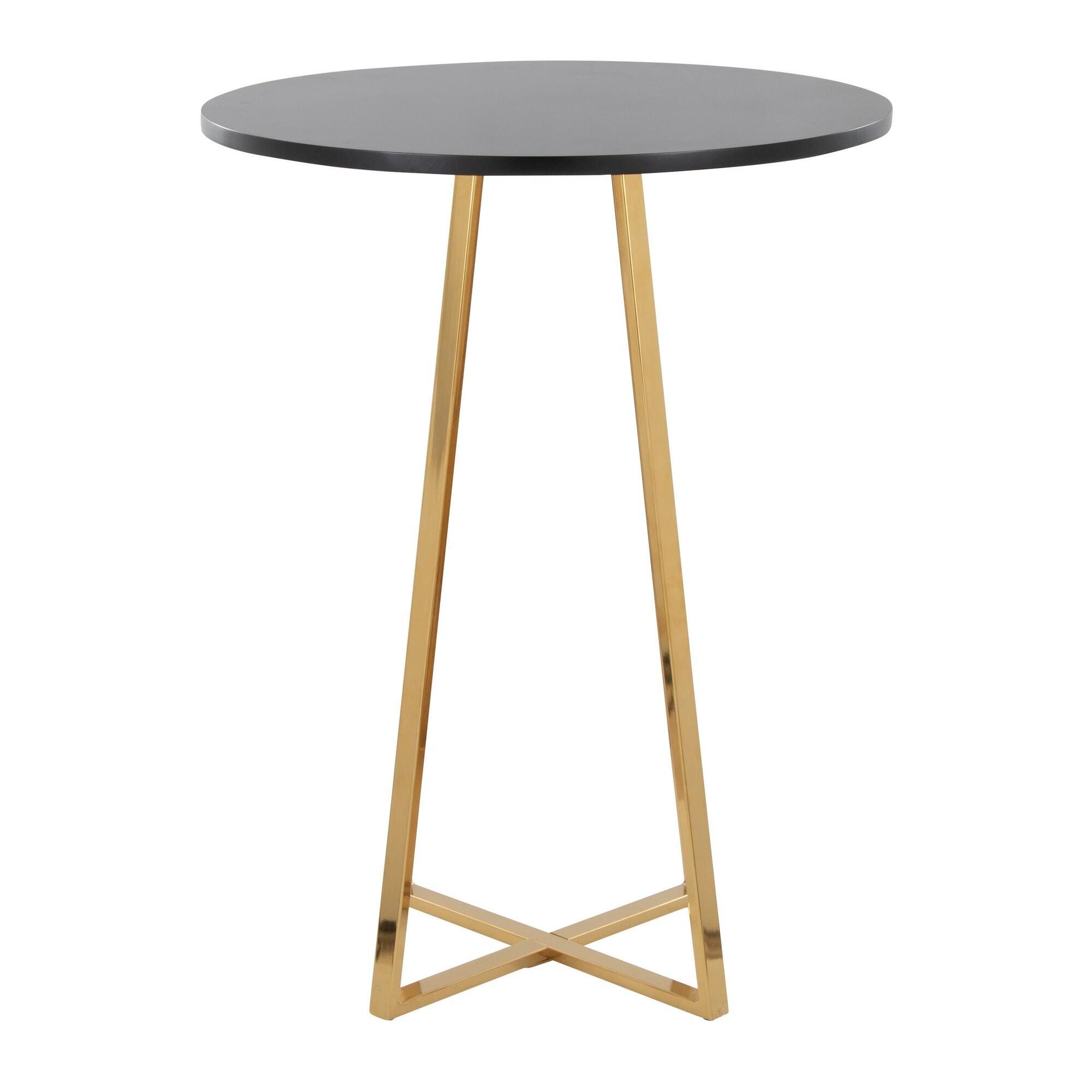 LumiSource Cosmo Counter Height Round Bar Table, Black/Gold, large