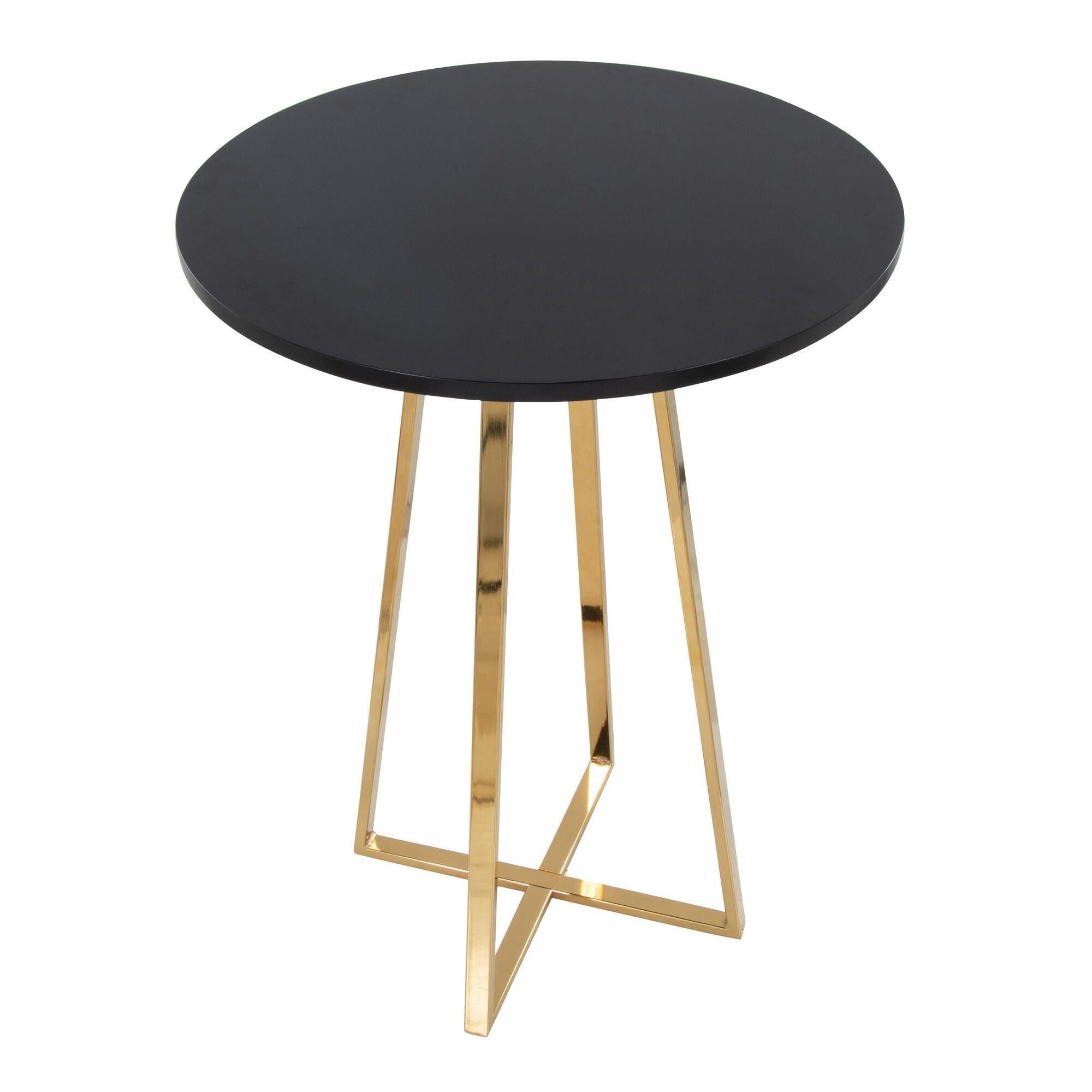 LumiSource Cosmo Counter Height Round Bar Table, Black/Gold, large