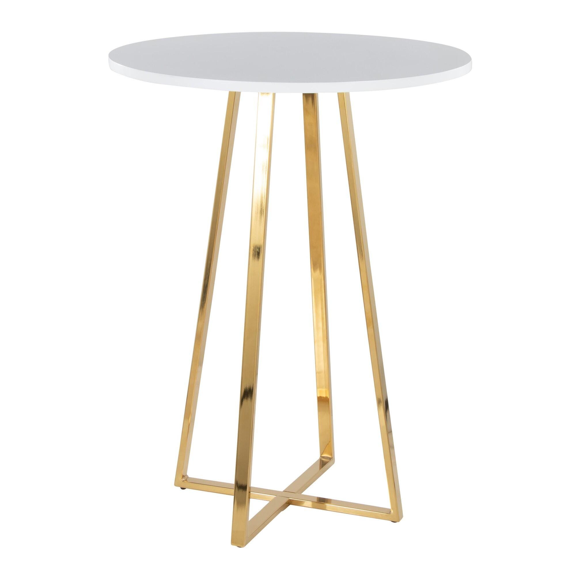 LumiSource Cosmo Counter Height Round Bar Table, White/Gold, large