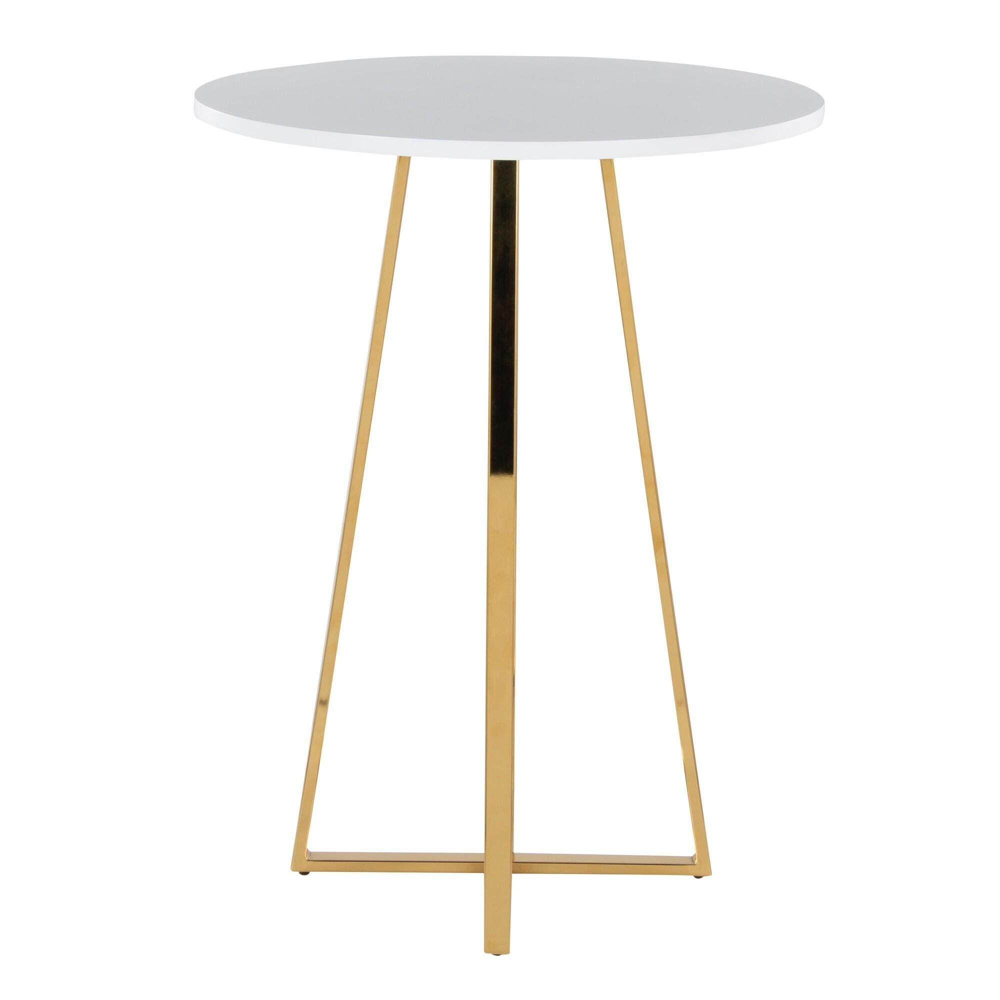 LumiSource Cosmo Counter Height Round Bar Table, White/Gold, large