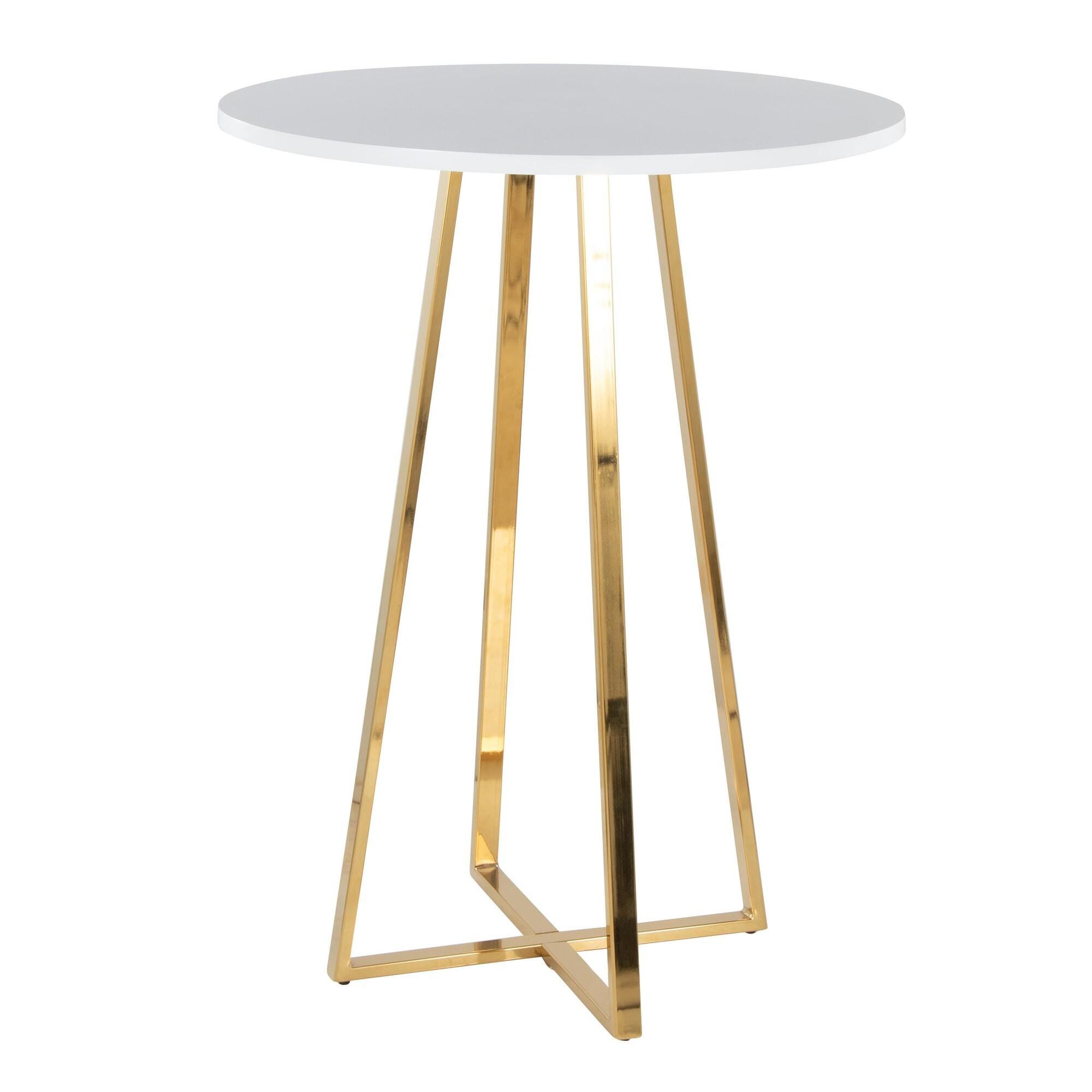LumiSource Cosmo Counter Height Round Bar Table, White/Gold, large