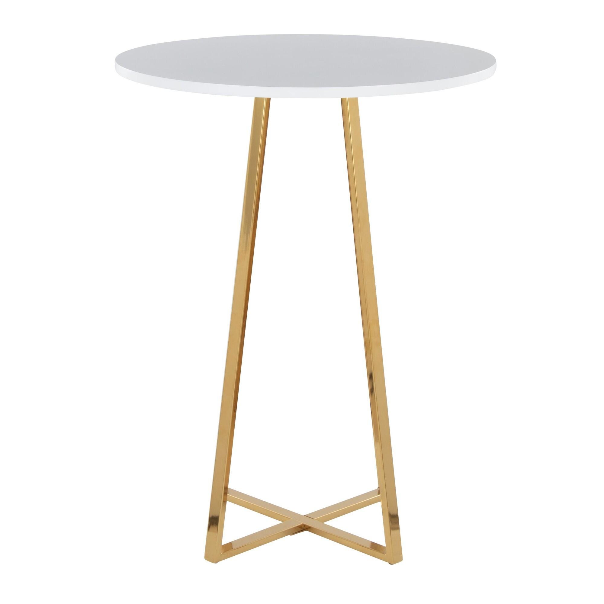 LumiSource Cosmo Counter Height Round Bar Table, White/Gold, large