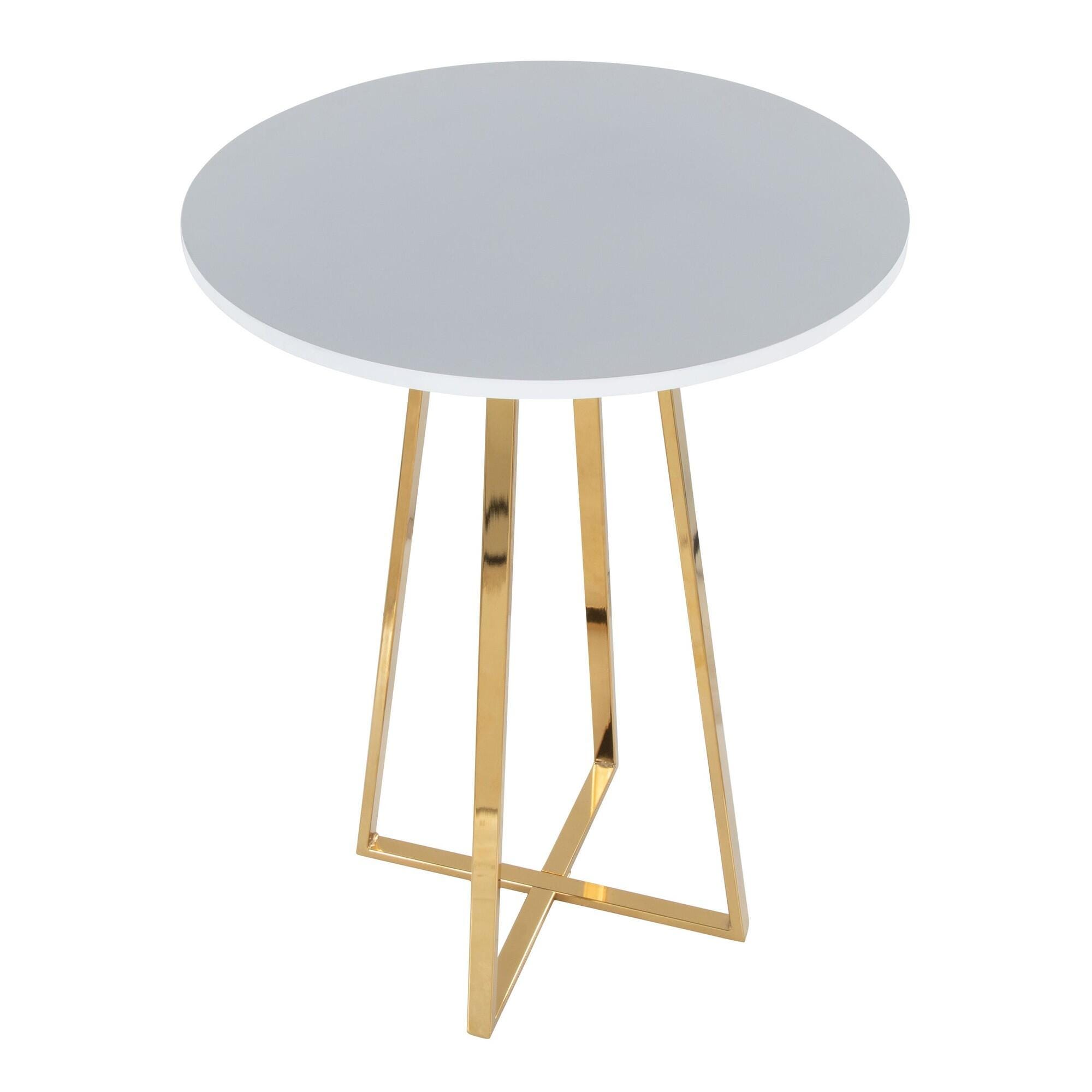 LumiSource Cosmo Counter Height Round Bar Table, White/Gold, large