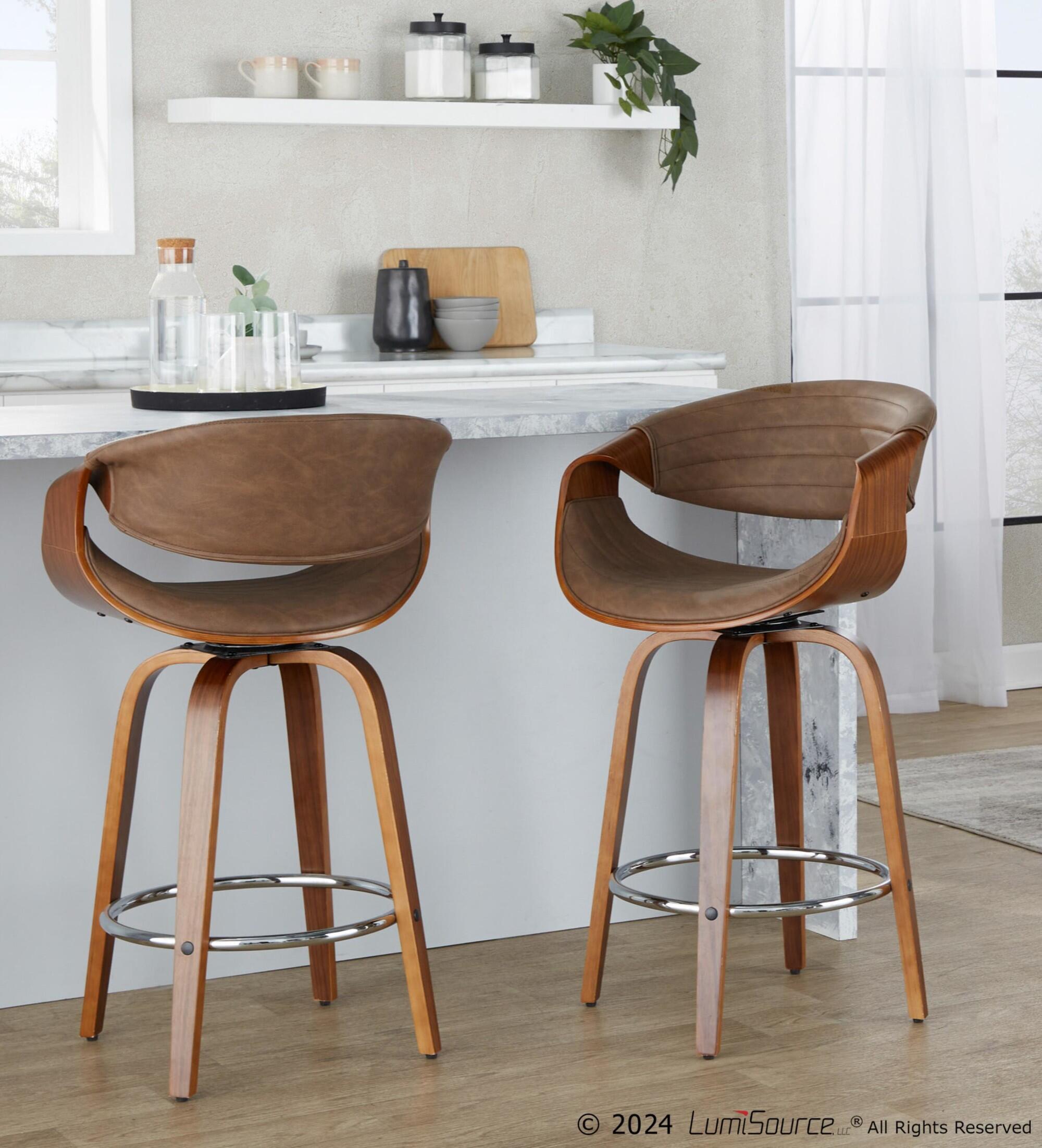 LumiSource Curvo 26" Swivel Counter Stool (Set of 2), , large