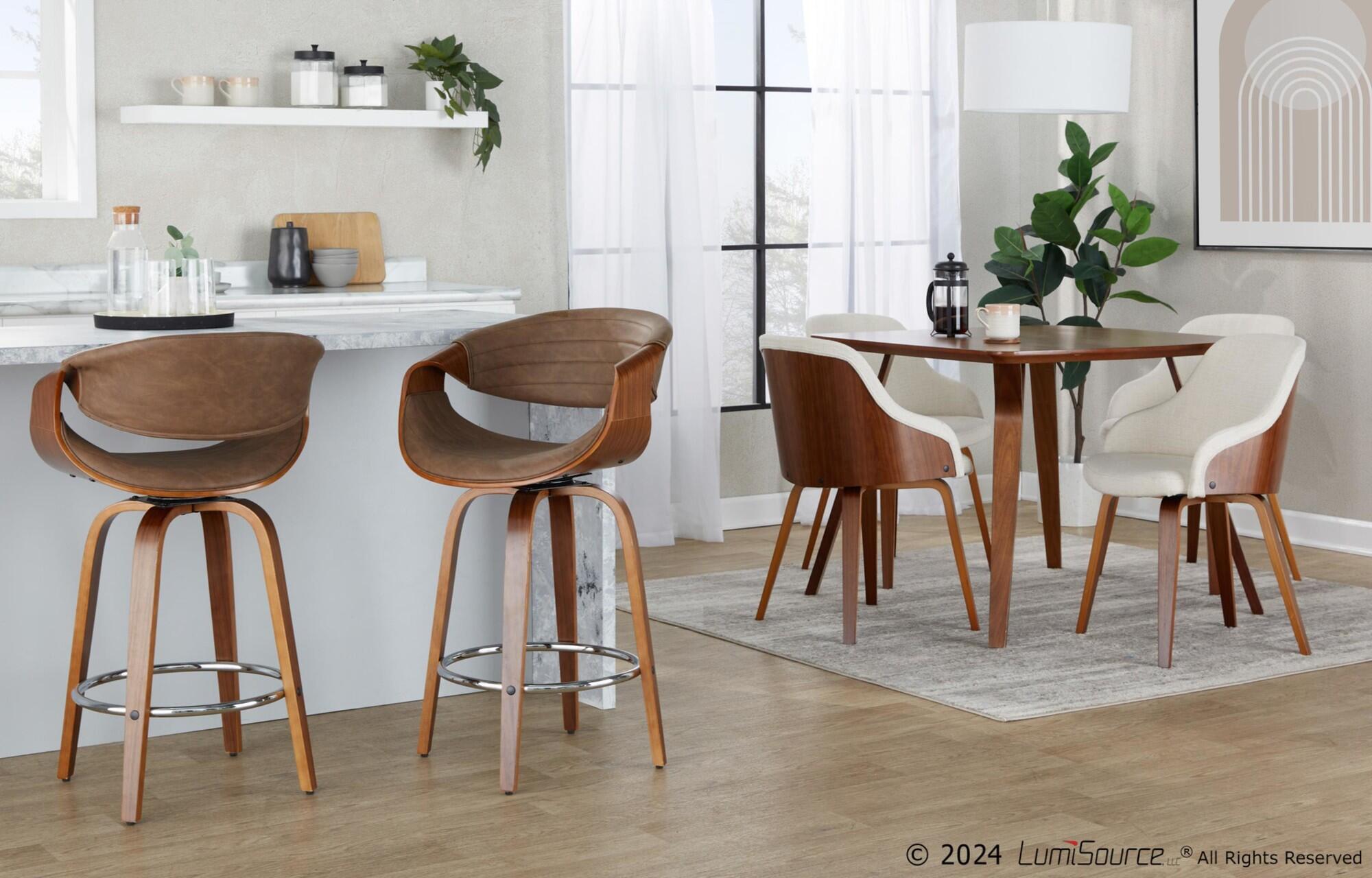 LumiSource Curvo 26" Swivel Counter Stool (Set of 2), , large