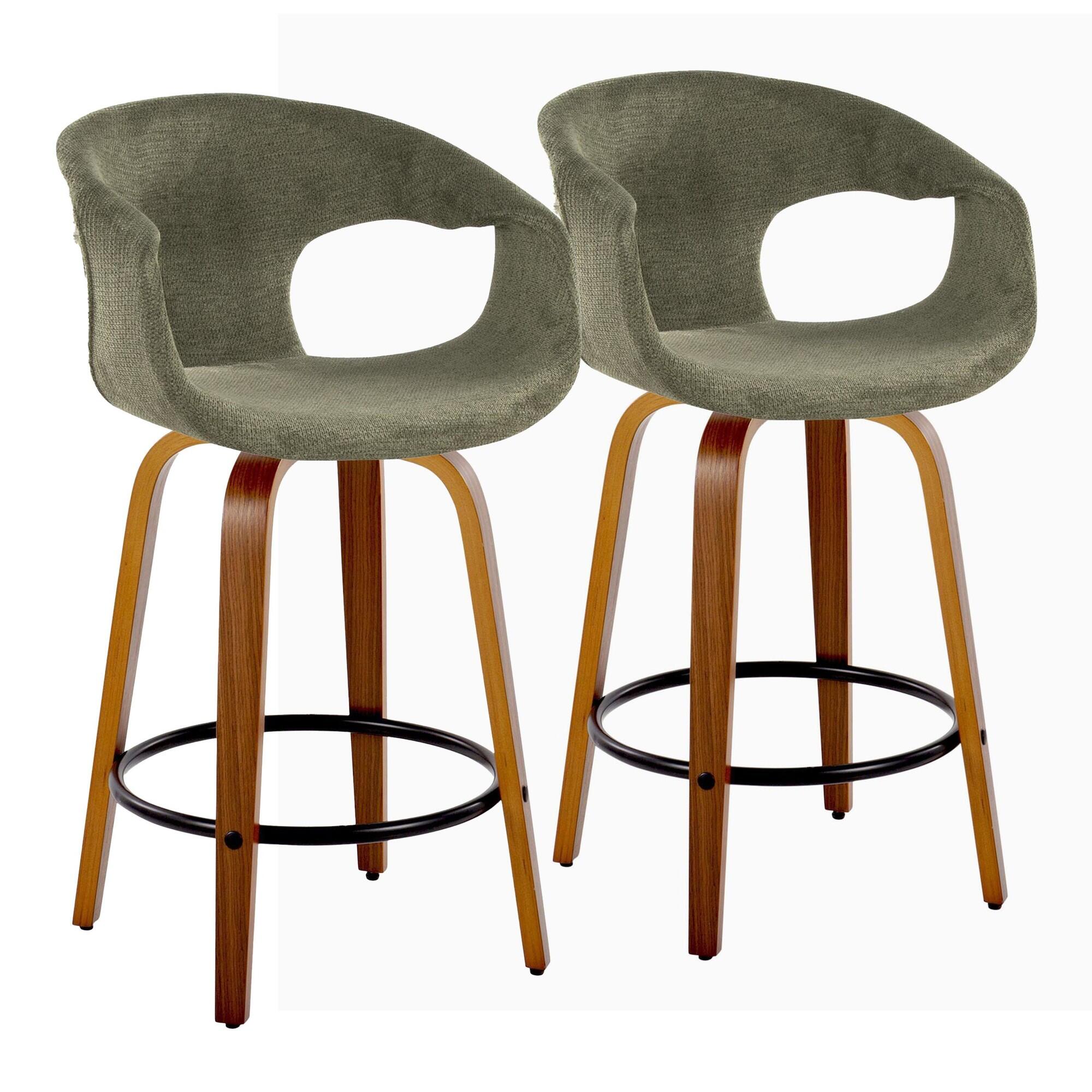 LumiSource Curvo Swivel Counter Stool (Set of 2), Green, large