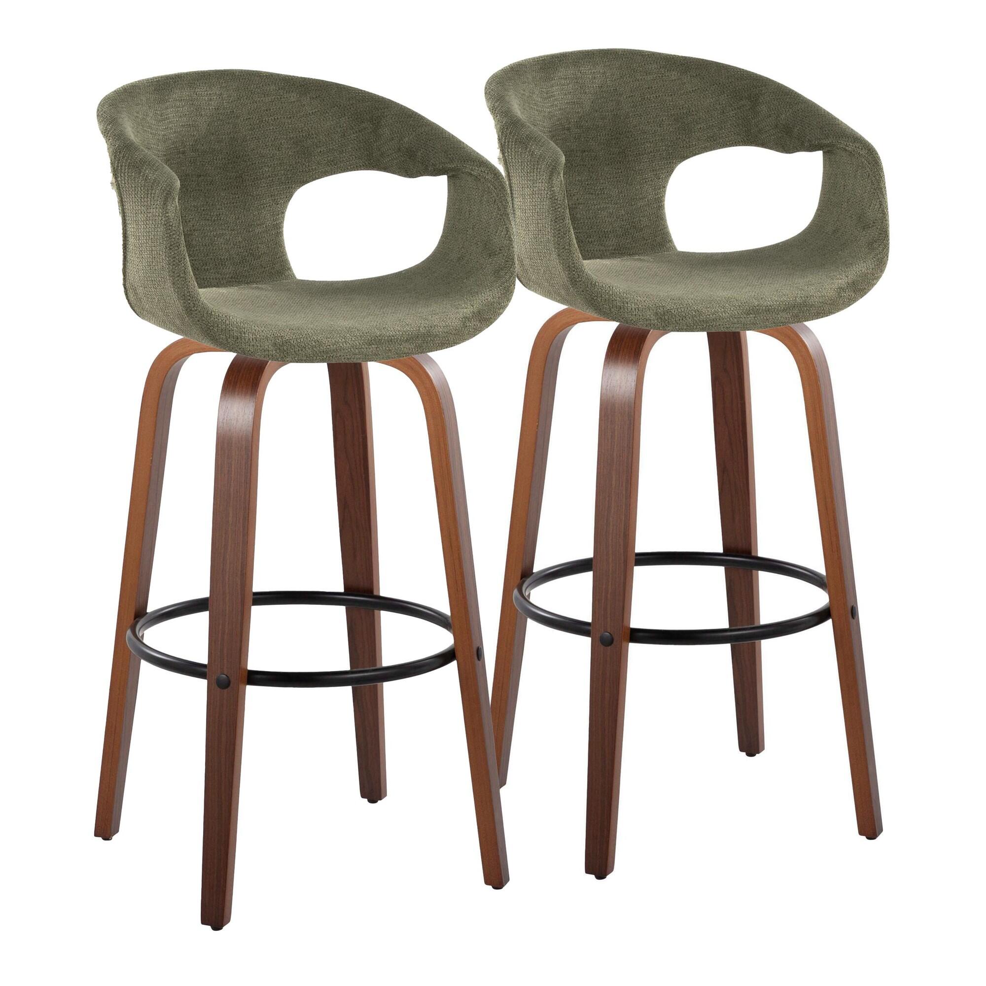 LumiSource Curvo Bar Height Bar Stool (Set of 2), Green, large