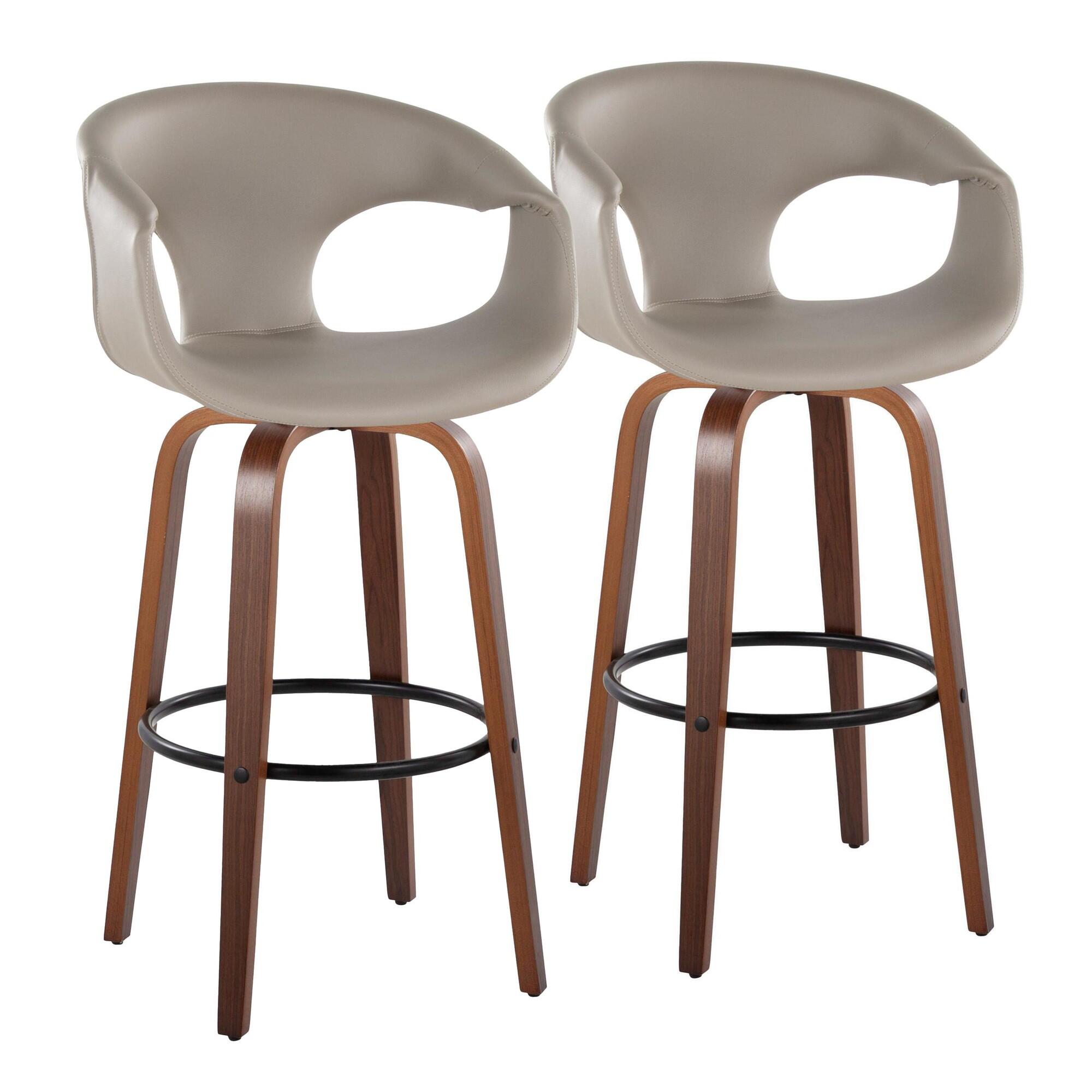 LumiSource Curvo Bar Height Bar Stool (Set of 2), Light Gray, large